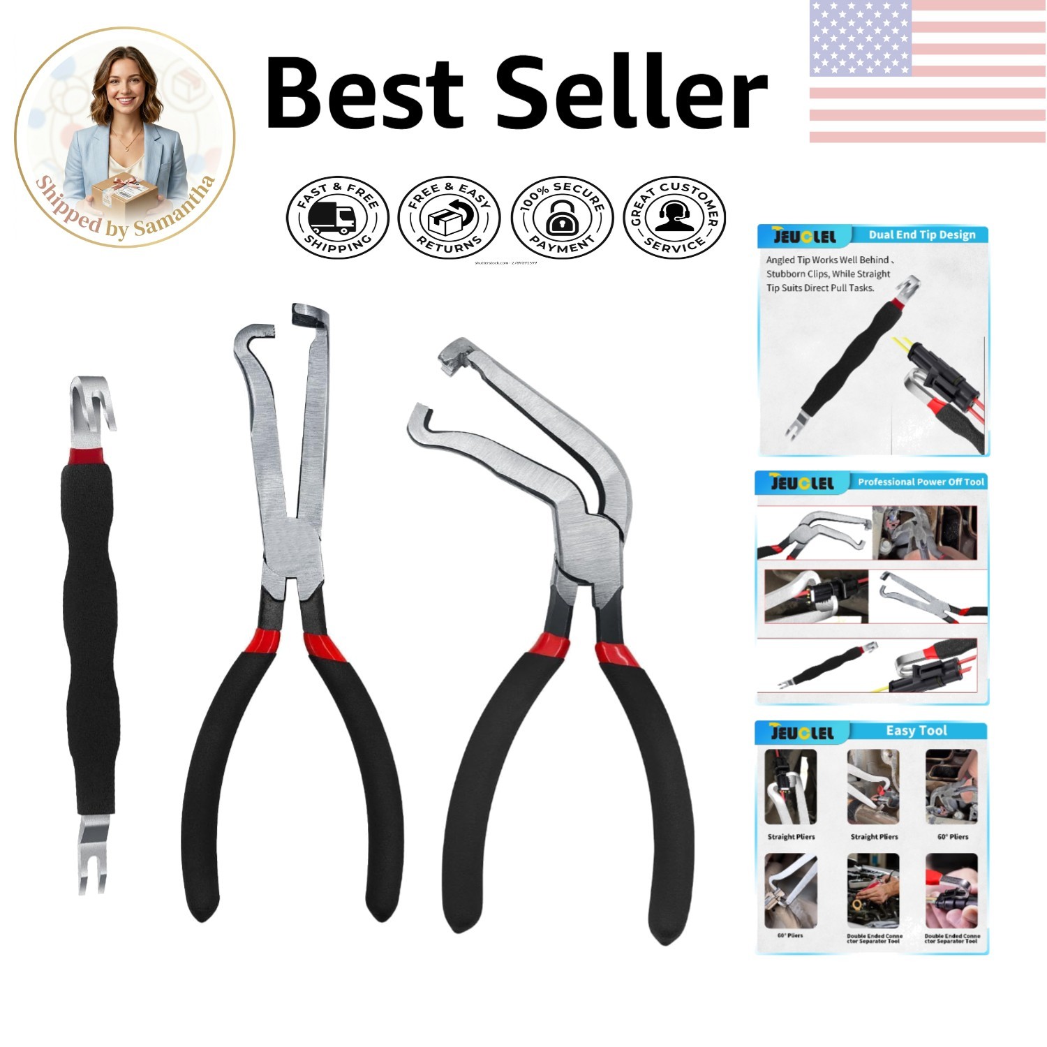 Ergonomic Electrical Plug Pliers with Dual-End Design – 3 Pieces for Efficiency