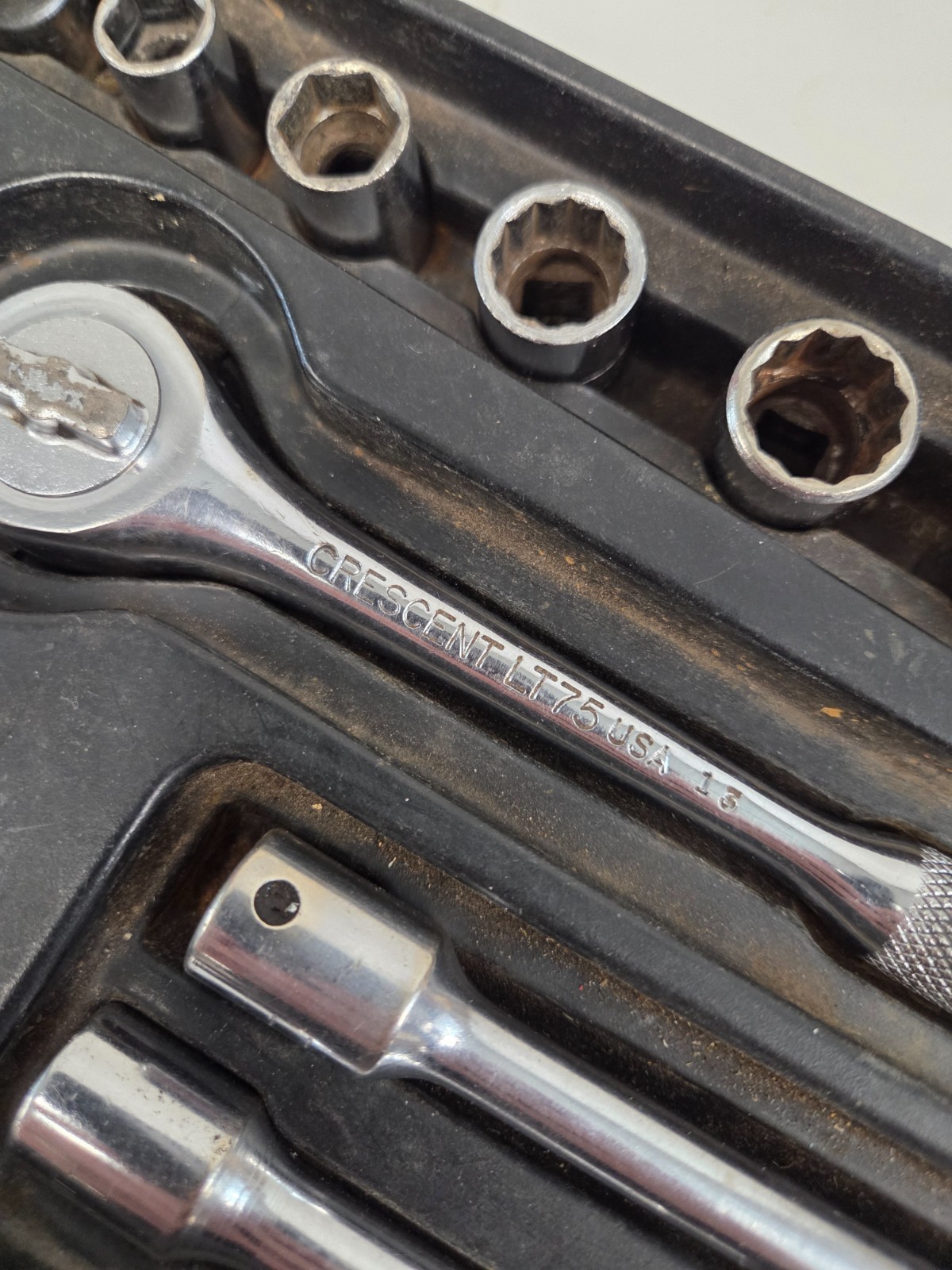 Crescent LT75 3/8″ Ratchet Chrome Made In USA Vintage 12 piece Set