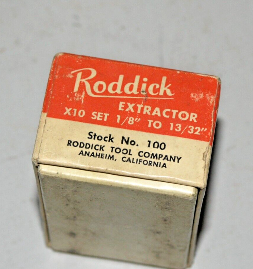 Roddick Bolt Extractors X-10 Stock No. 100 Partial Set