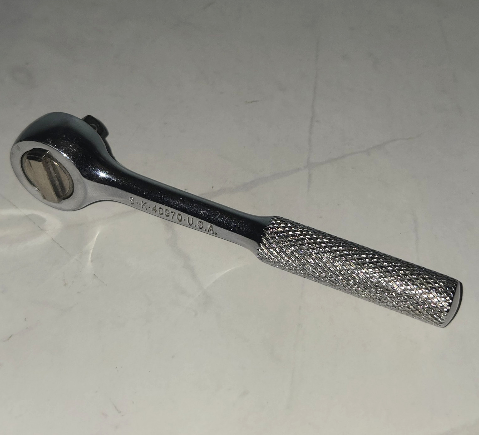 Vtg S-K Tools Ratchet 40970 1/4″ Drive Knurled Handle USA Mechanic Tool Chrome