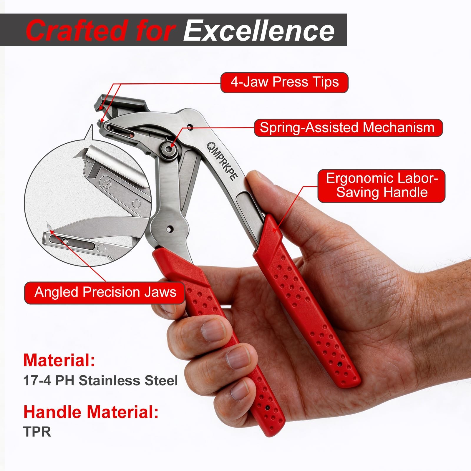 QMPRKPE Car Clip Pliers, 2026 Upgraded Spring-Loaded Panel Universal Fit, Red