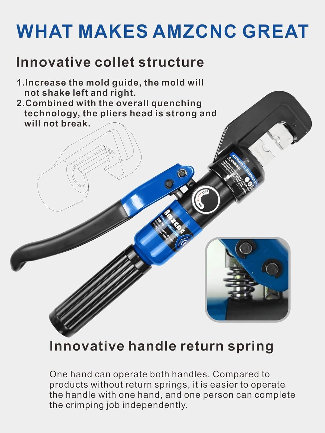 AMZCNC Hydraulic Crimping Tool and Cable Cutter Lug Blue