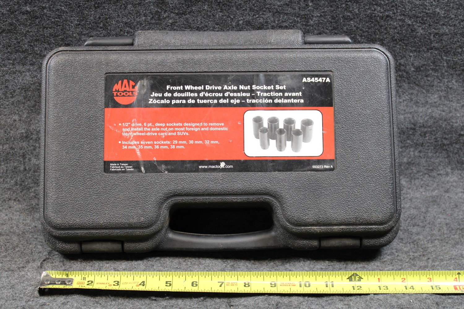 Mac Tools AS4547A Front Wheel Drive Axle Nut Socket Set w/Case (461939)