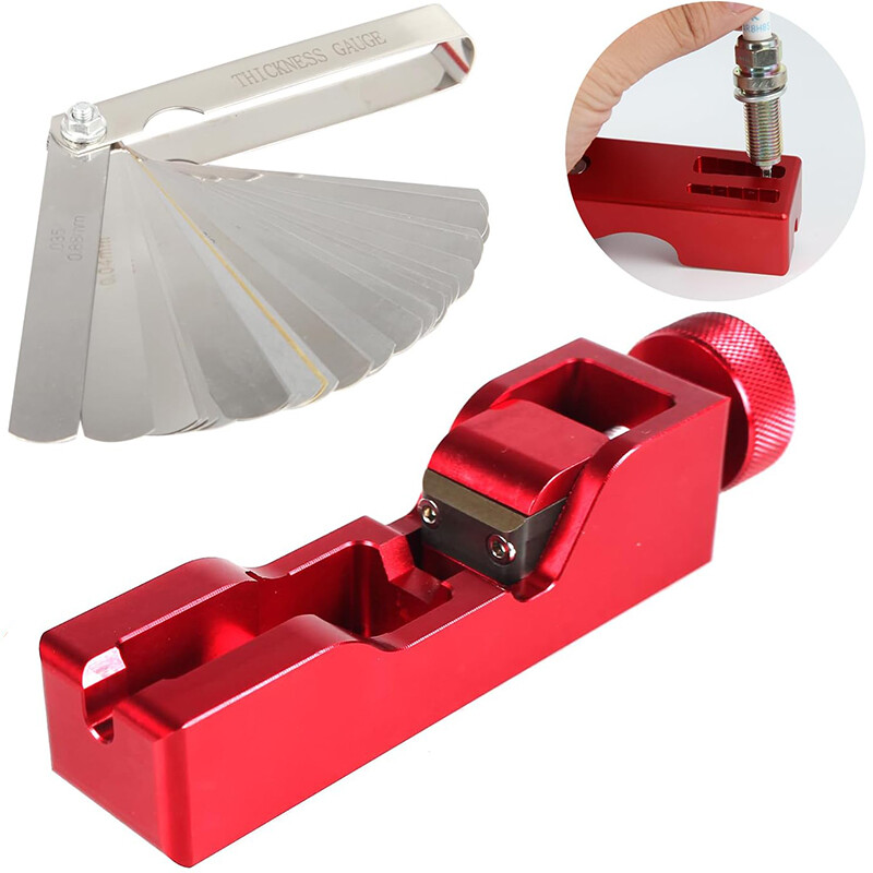 Universal Spark Plug Gapping Tool with 32 Blade Feeler Gauge for 10mm 12mm 14mm