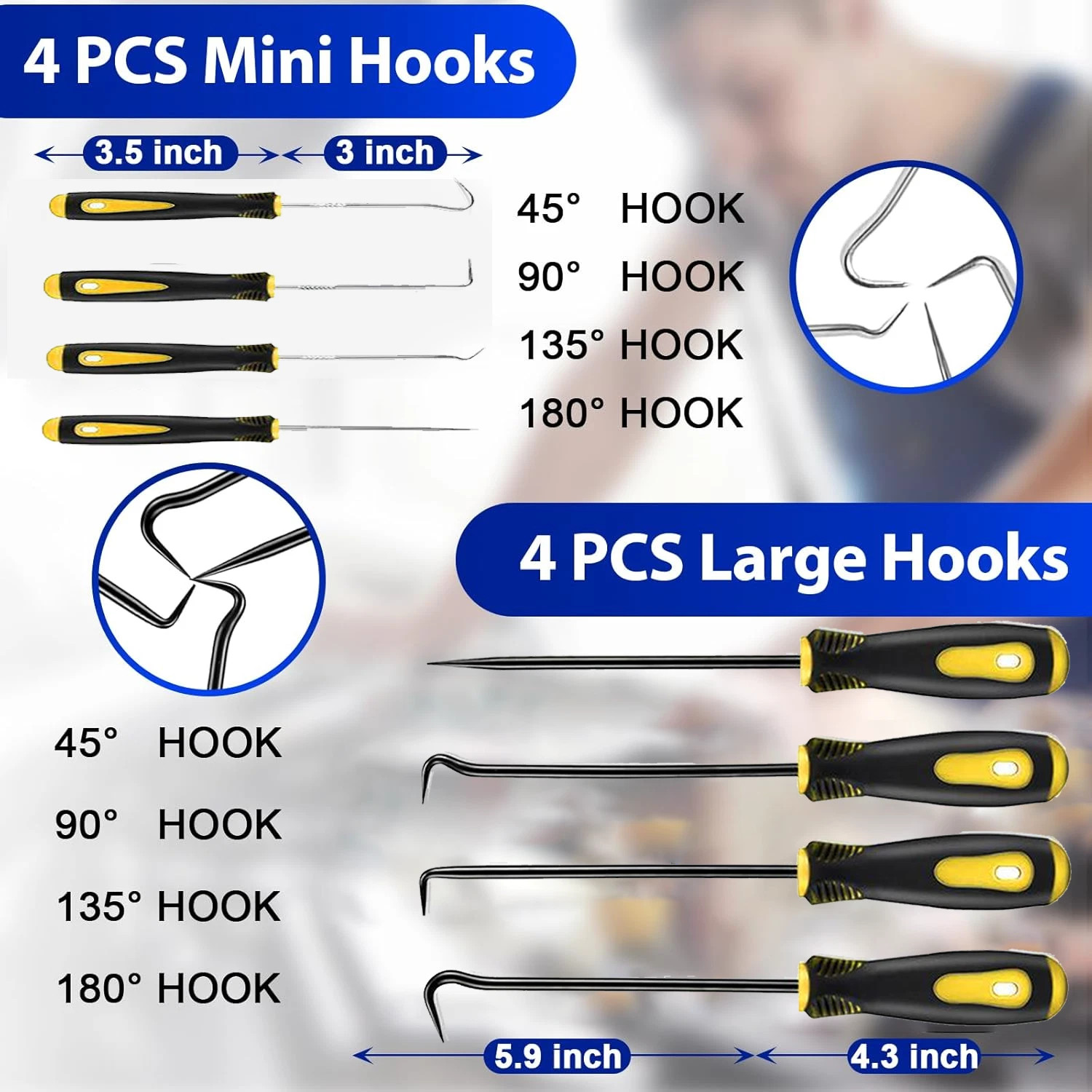 17Pcs Hook and Pick Set Clip Plier Remover Tool Gasket Scraper Telescopic Magnet