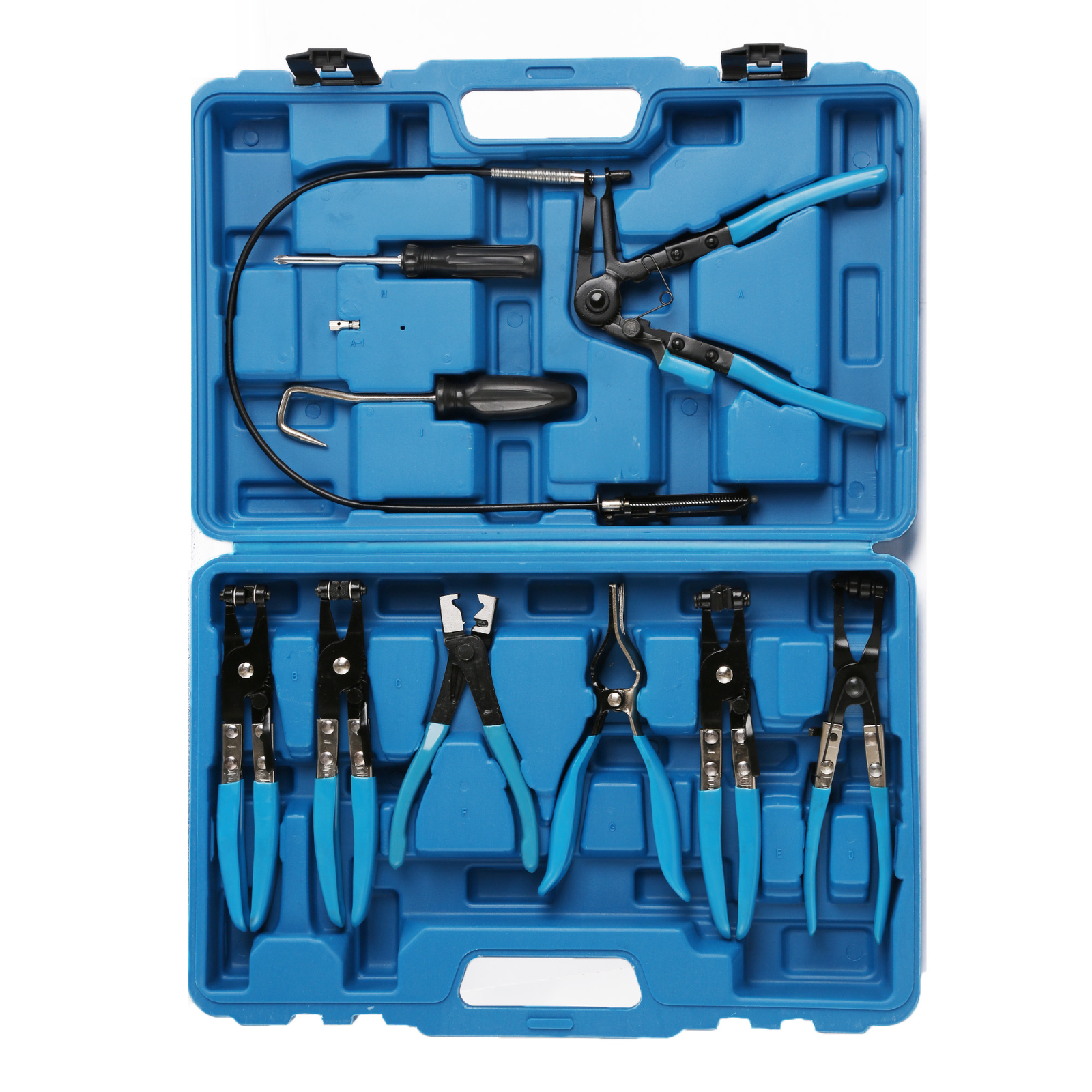 Pro 9PC Hose Clamp Clip Plier Set Swivel Jaw Flat Angled Band Automotive Tools