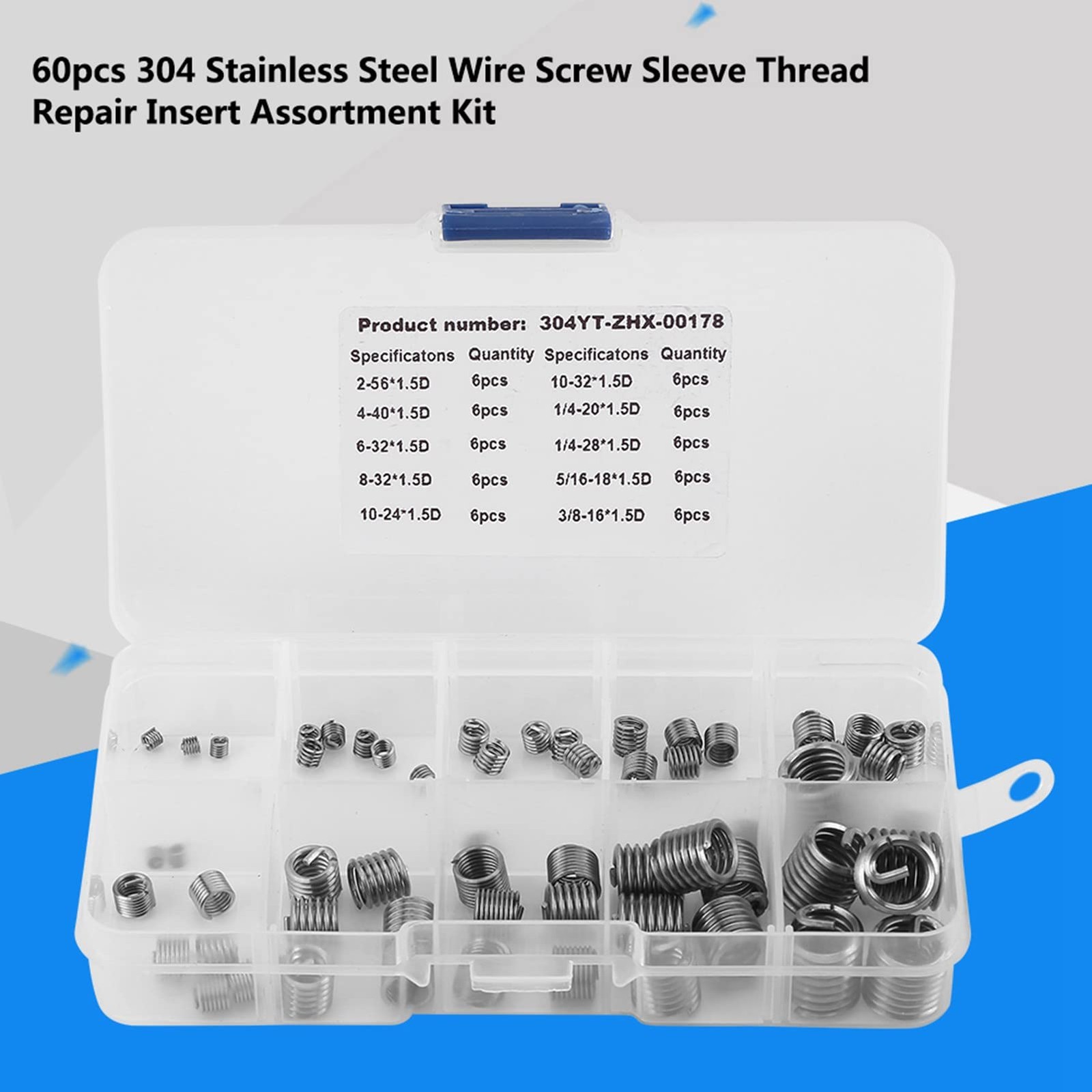 Helicoil Thread Repair Kit SAE,Wire Screw Sleeve Thread Repair Inserts,3 8 Co…