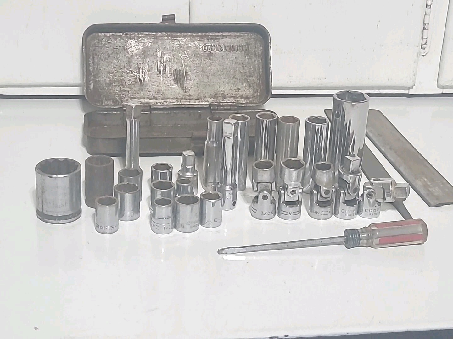 Lot of Assorted Craftsman Sockets & Tool Box File Screwdriver Vintage Tool Set