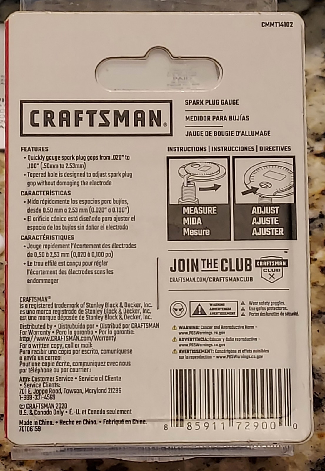 Craftsman Spark Plug Gauge Range 0.020”-0.100” CMMT14102 NEW