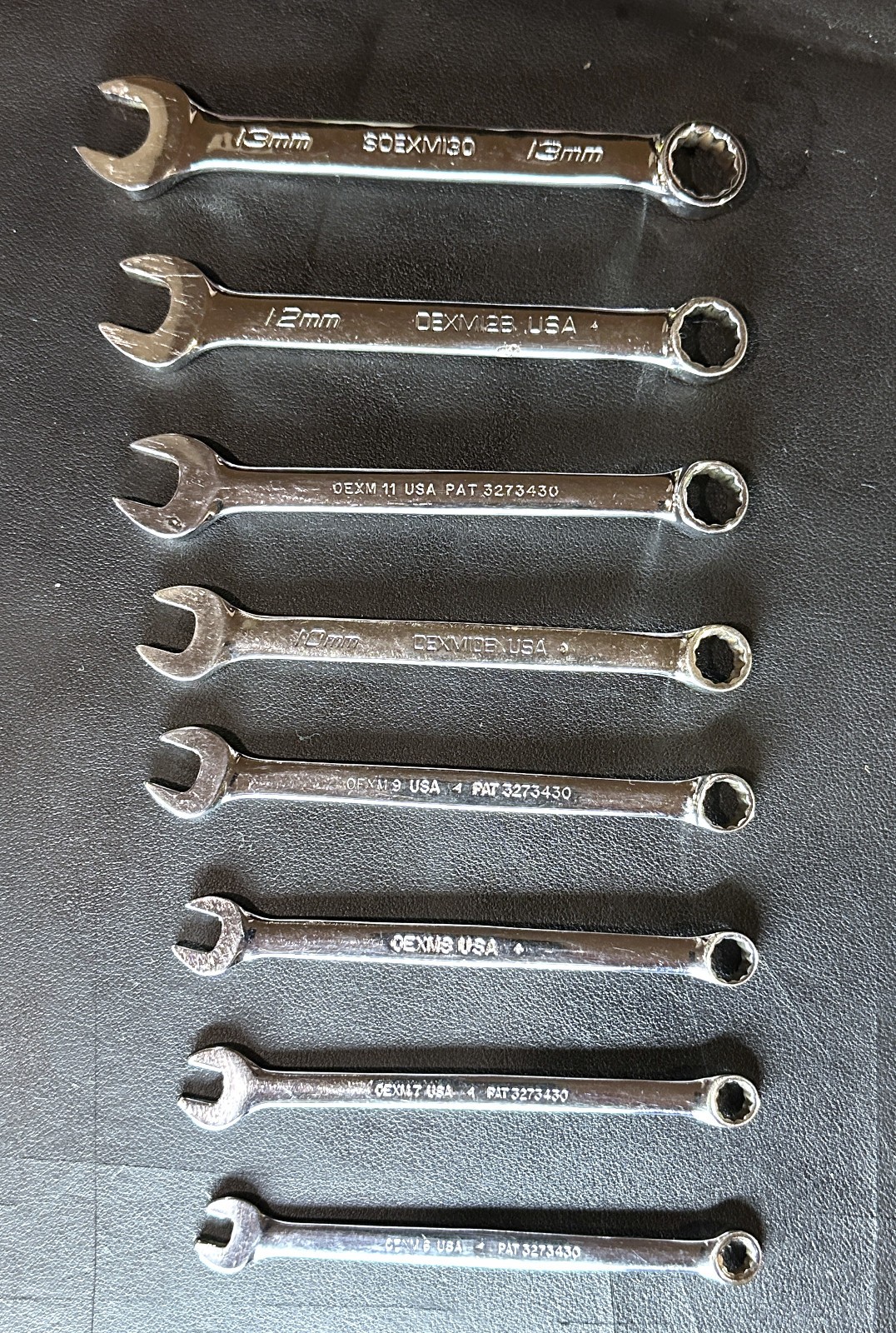 SNAP ON OEXM-SERIES 15-Pc 12-Pt Metric Flank Drive® Short Combination Wrench Set