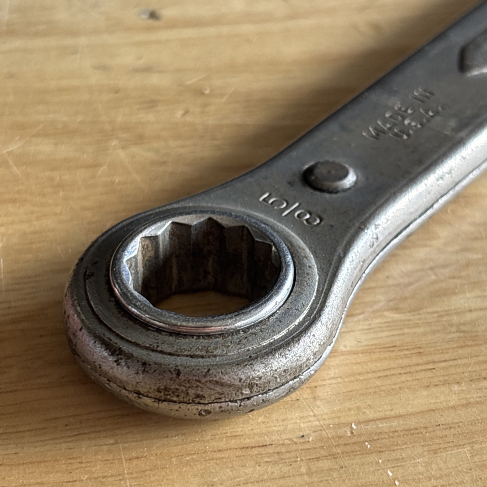 Indestro Select 5/8″ x 3/4″ Ratcheting Double Box End Wrench 12pt 0705 USA READ!