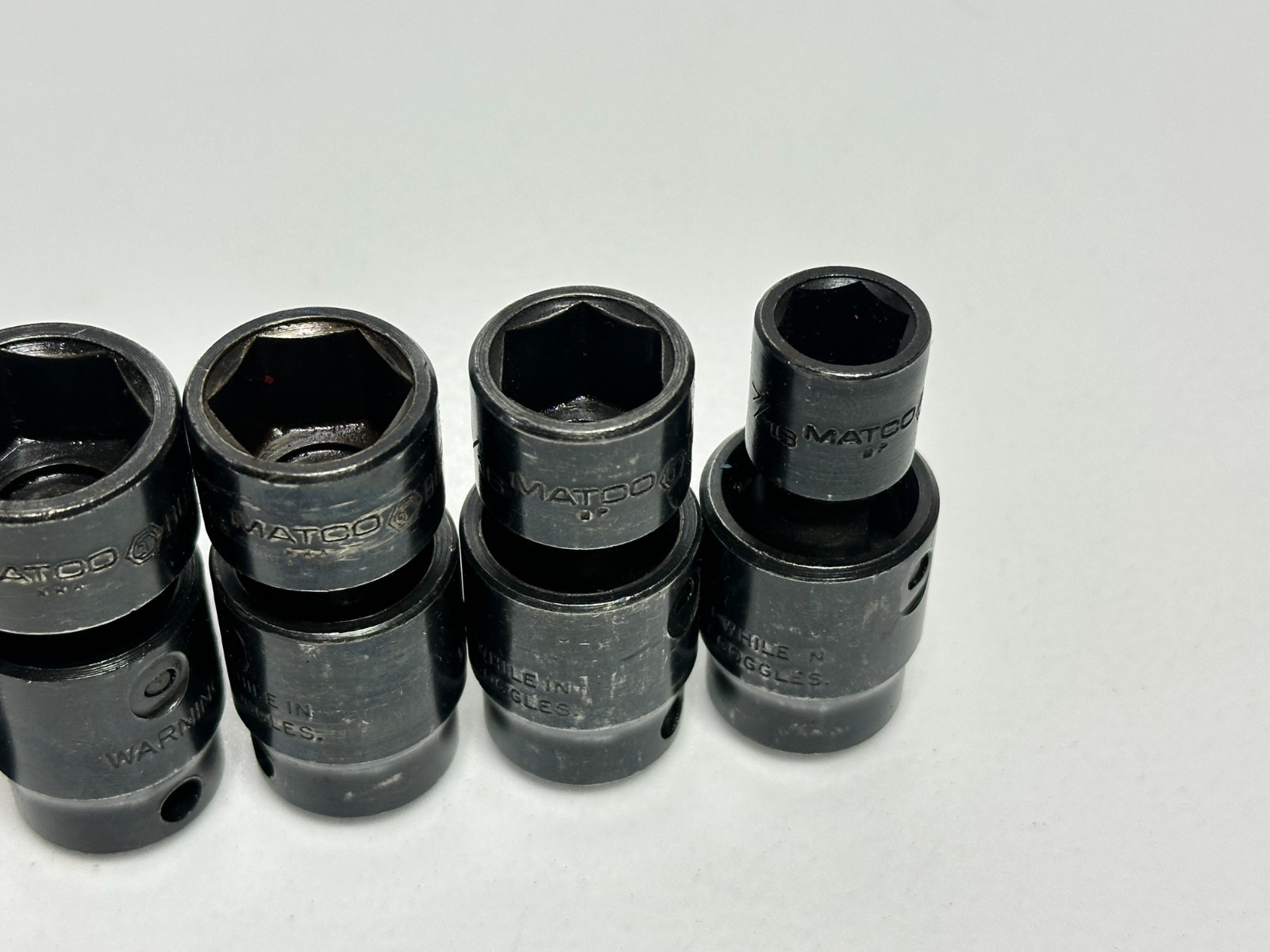 Matco Tools USA 5pc 3/8” Drive SAE Swivel Universal Impact Set Lot, 7/16-3/4”