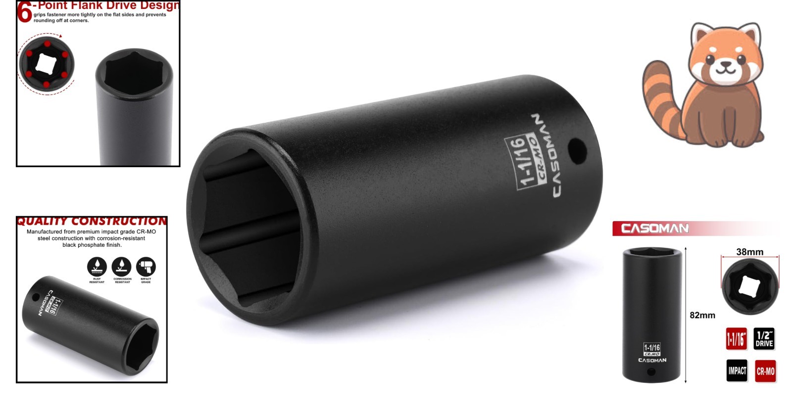 High-Performance 1/2″ Drive Deep Impact Socket – Corrosion-Resistant Finish