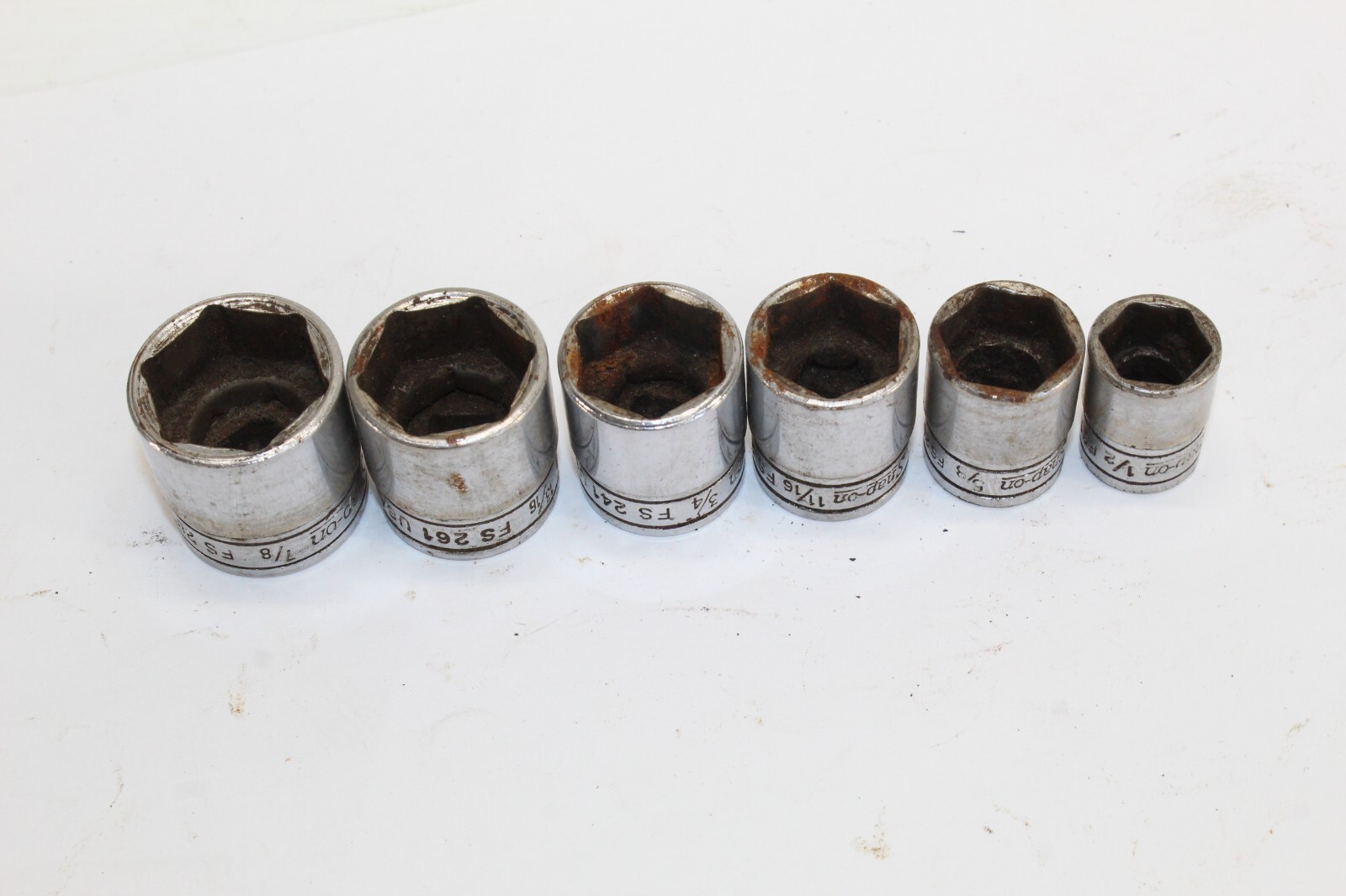 VINTAGE Snap On 3/8″ Drive FS161 – FS281 Socket SET 6 Point Short Well -T