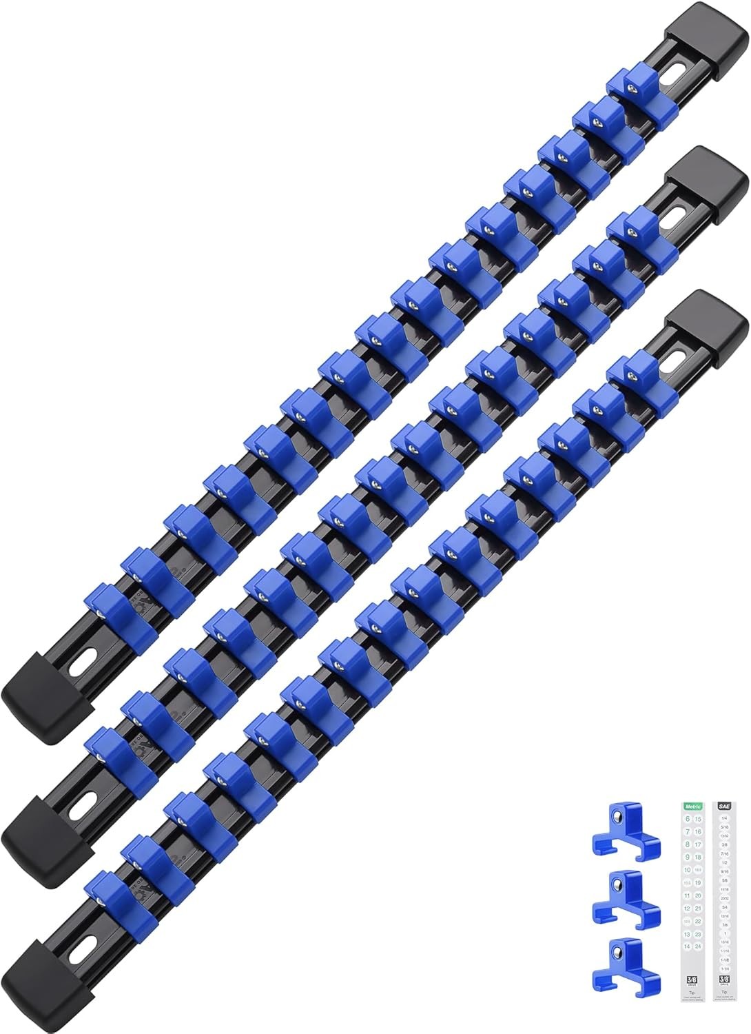 3PC ABS Socket Organizer, Socket Rails Fit 3/8 inch Drive