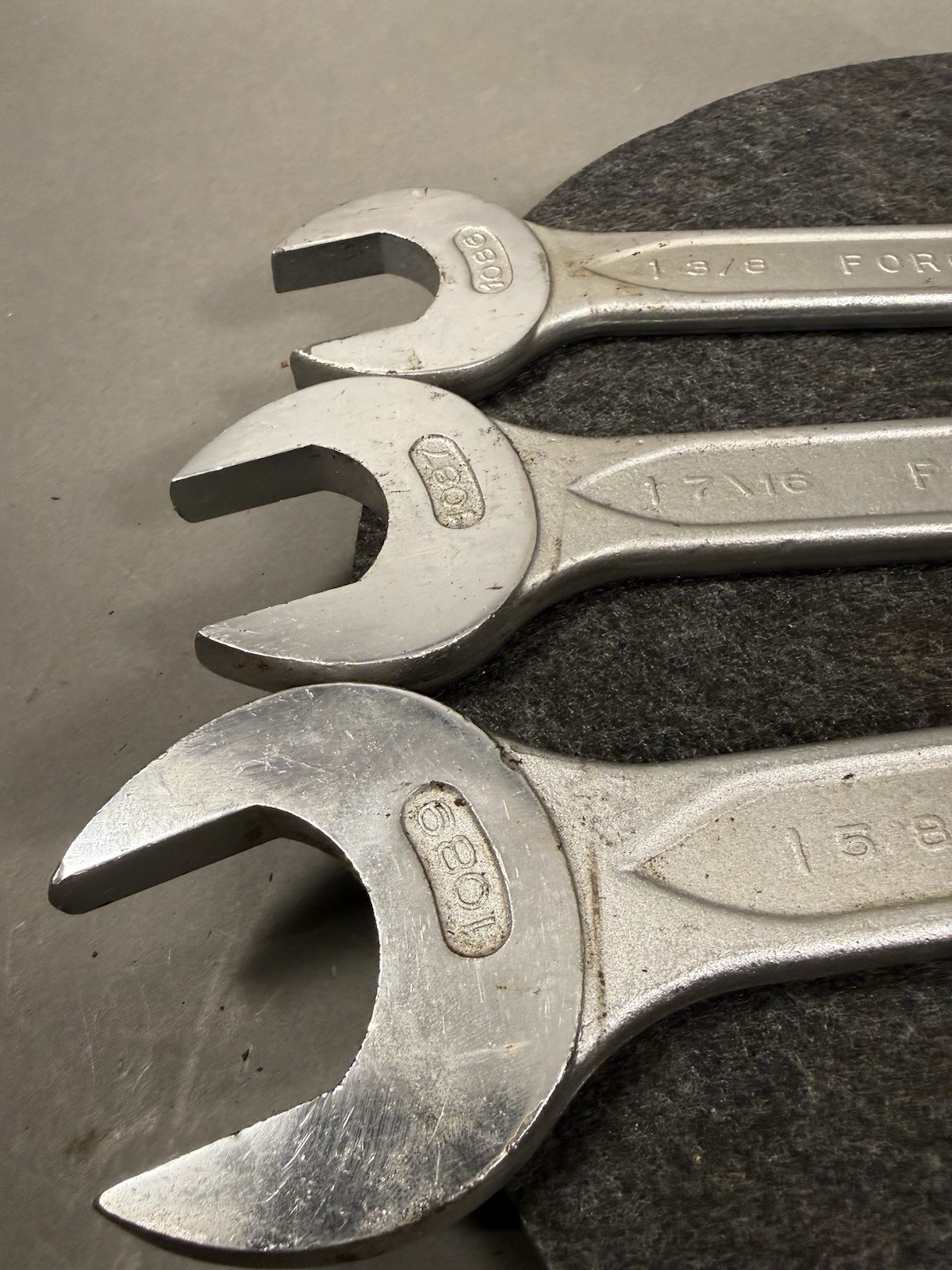 Indestro #1086 1087 & 1089 Vintage Large Combination Wrenches.1-3/8,1-7/16,1-5/8