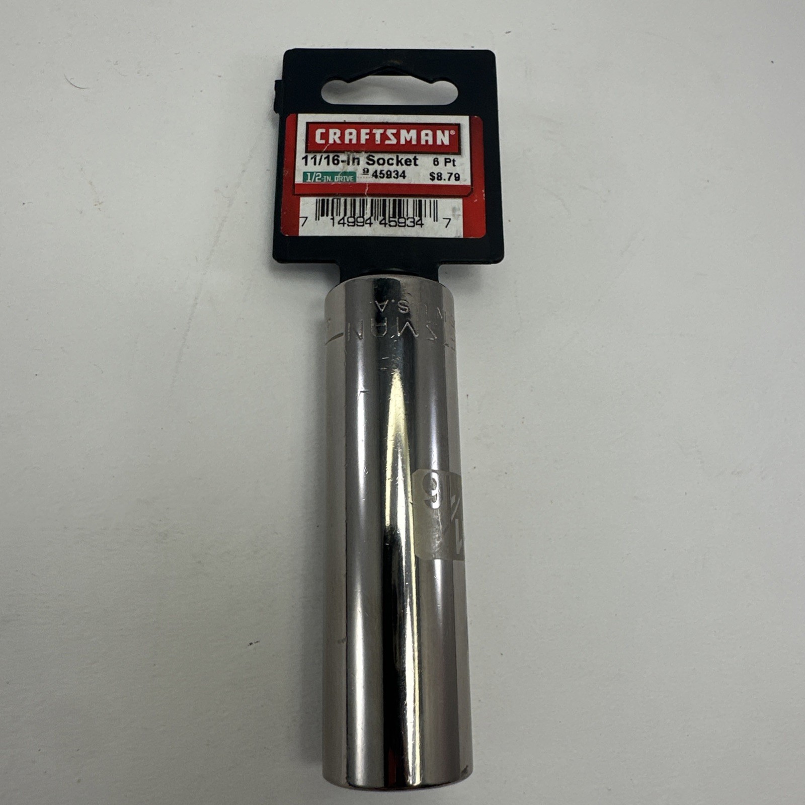 Craftsman 1/2″ Drive 11/16″ 6 Pt Deep Socket SAE Easy Read 45934 USA New NOS