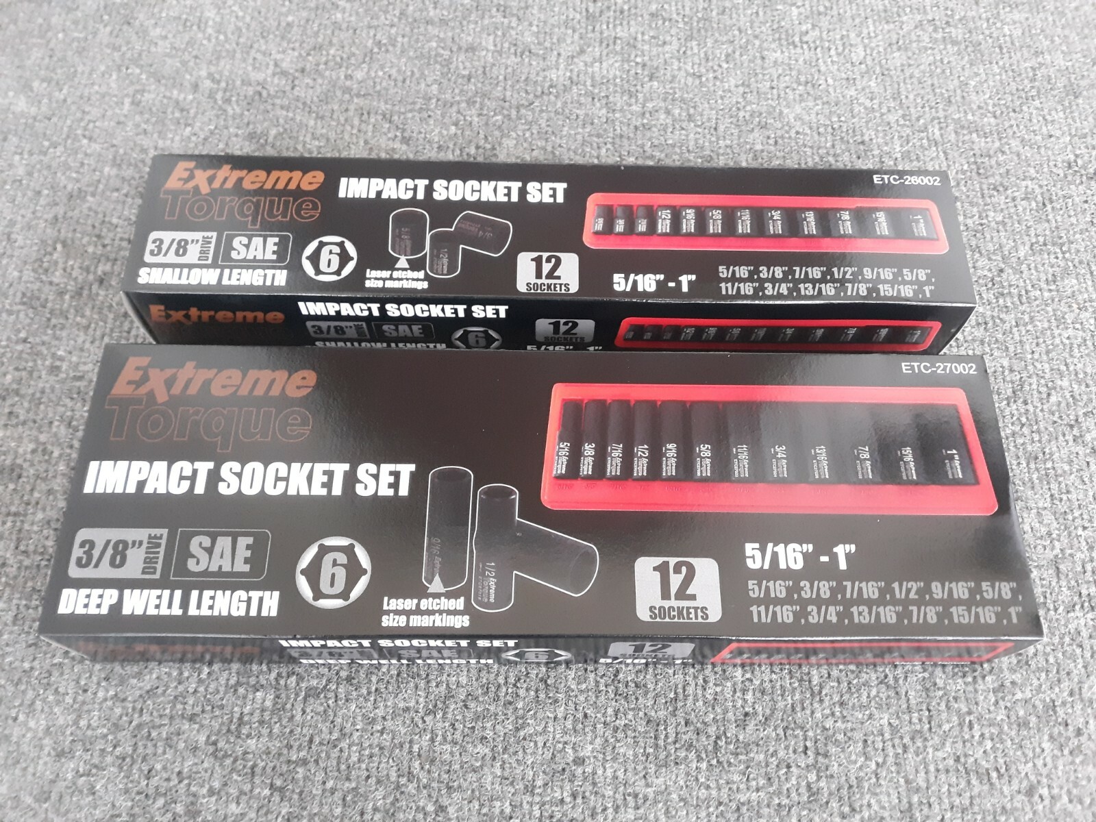 106 pc Six Point Impact Sockets SAE & Metric 3/8 & 1/2″ Drive Deep & Shallow Set