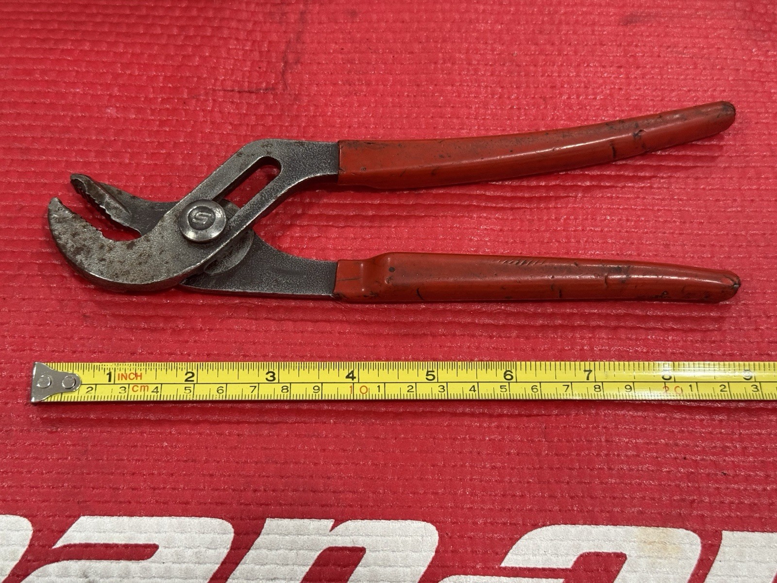 Snap-on Tools 10” Adjustable Interlocking Channel Pliers Red Grip 910P, USA Made