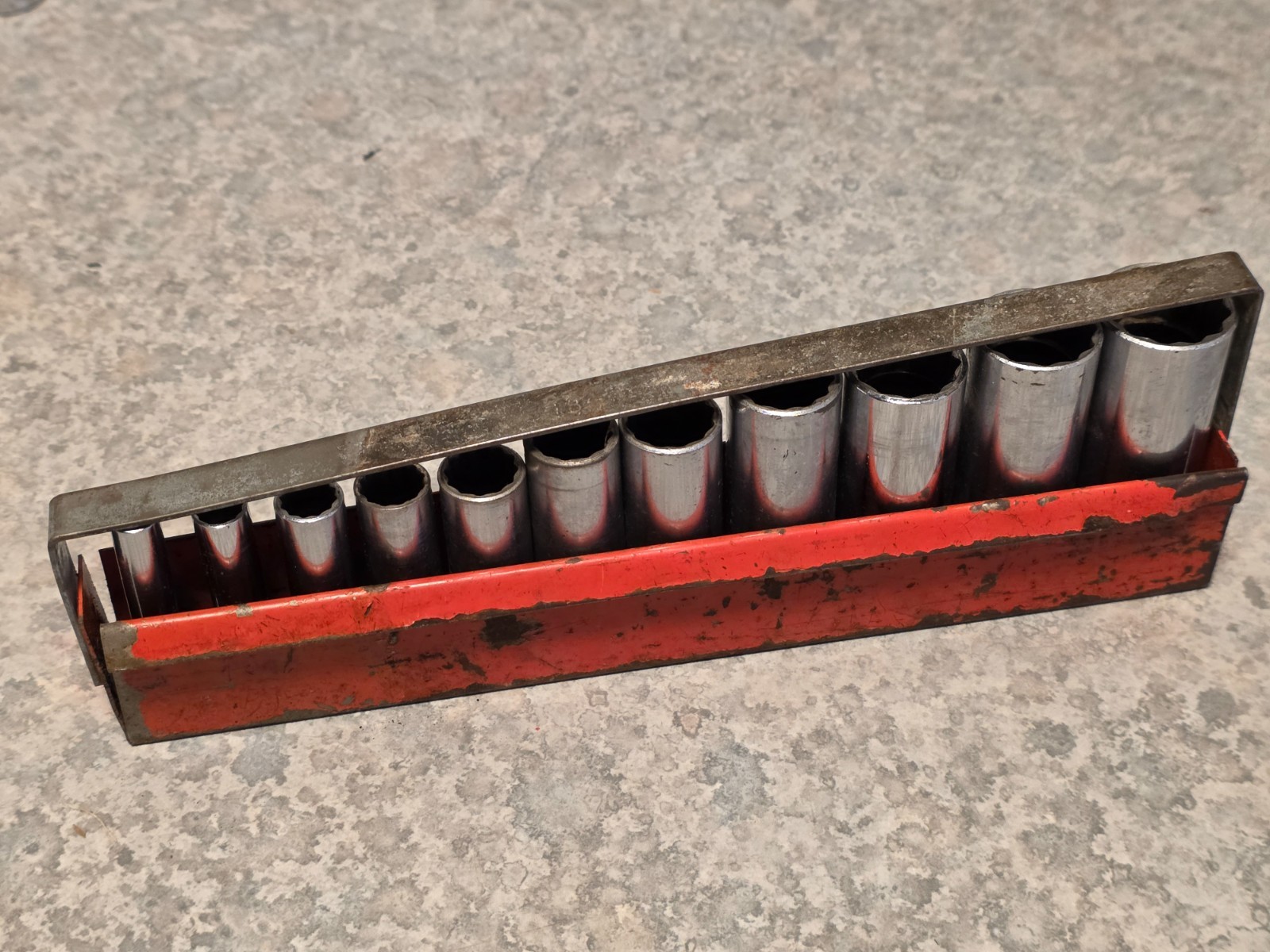 13Pc Snap On Underline DEEP SAE 1/4″-7/8 Socket Set Lot 12-PT 3/8” Drive w/Rack