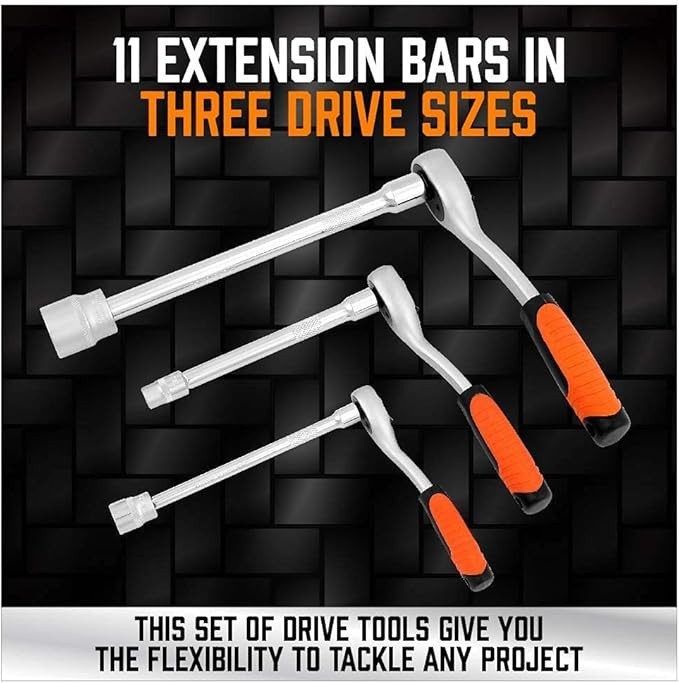 20-Piece Socket Extension Bar Set, 1/4″, 3/8″ and 1/2″ Drive Socket Extension Se