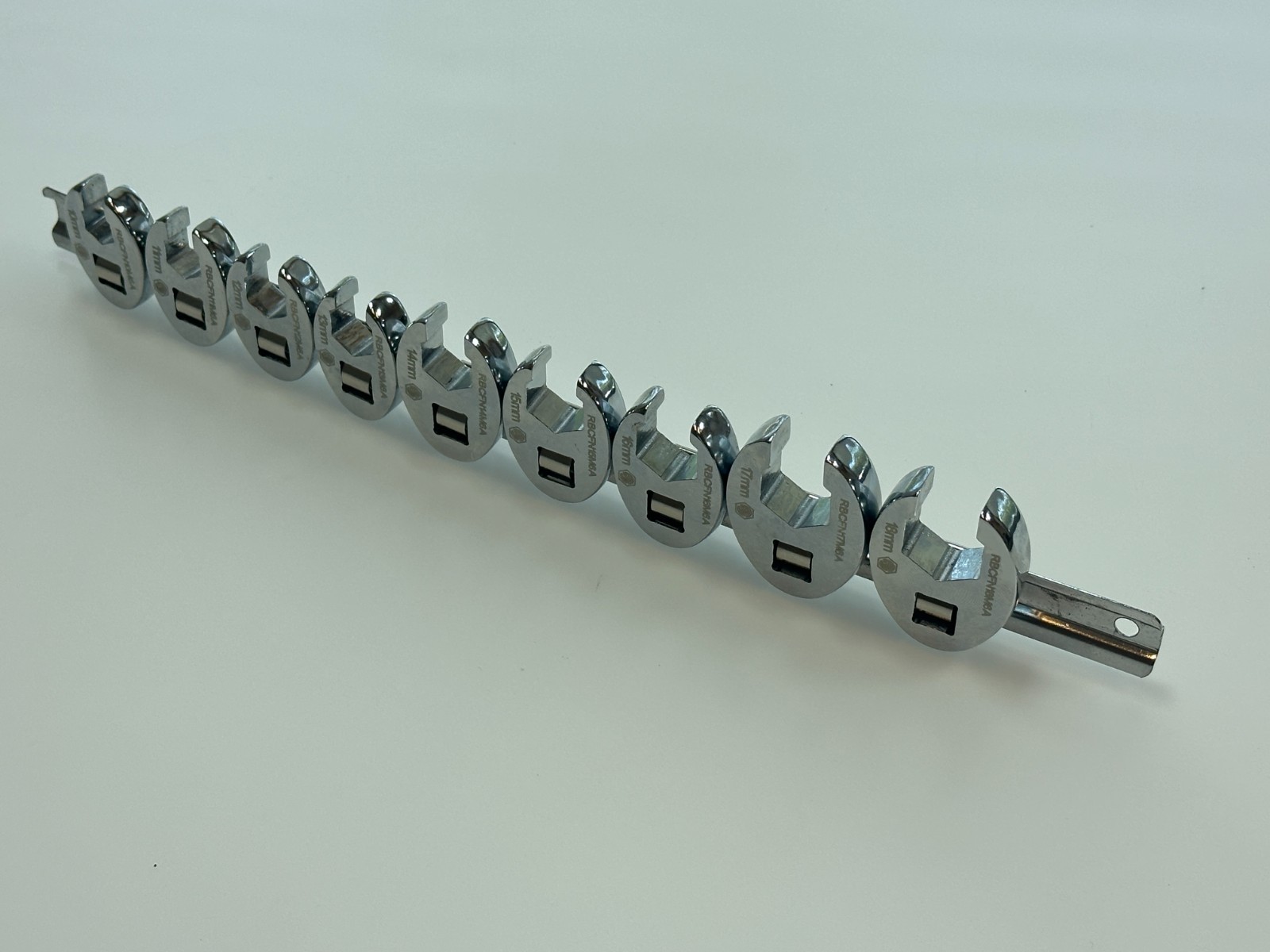 Matco Tools SRBCFNM10C 9pc 3/8» Metric 10-18mm Crowfoot Flare Nut Wrench Set