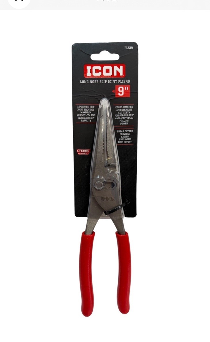 New ICON 9 Inch Long Needle Nose Slip Joint Adjustable Pliers 70612 Talon Penny