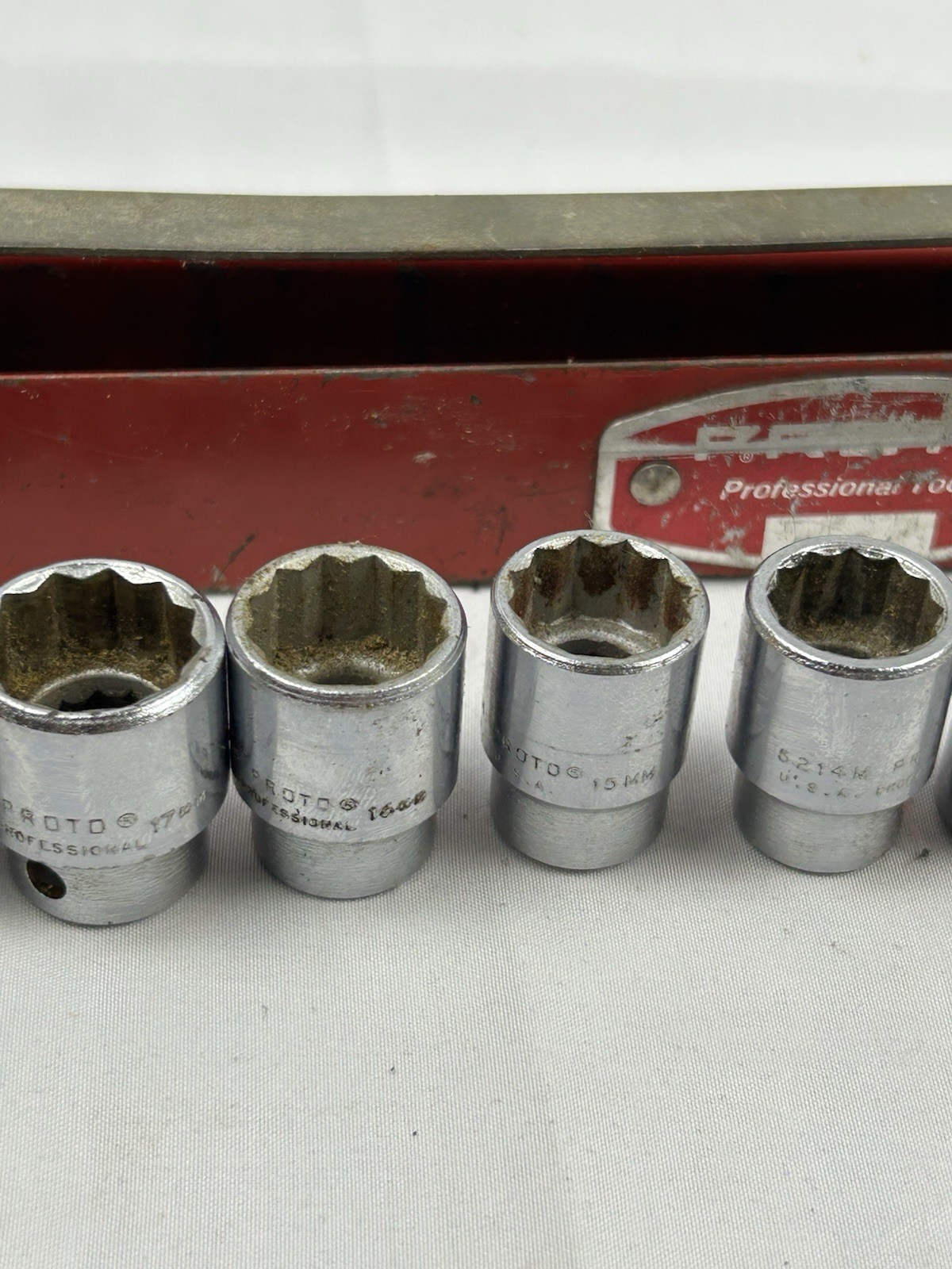 PROTO TOOLS 3/8″ DRIVE 6mm TO 19MM 12 POINT SOCKET SET WITH TRAY 12 Piece