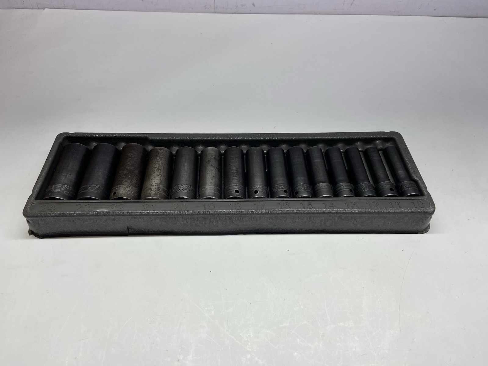 Snap On 315SIMMYA, 15pc Metric Deep Impact Sockets, 10-24mm, 1/2” Drive
