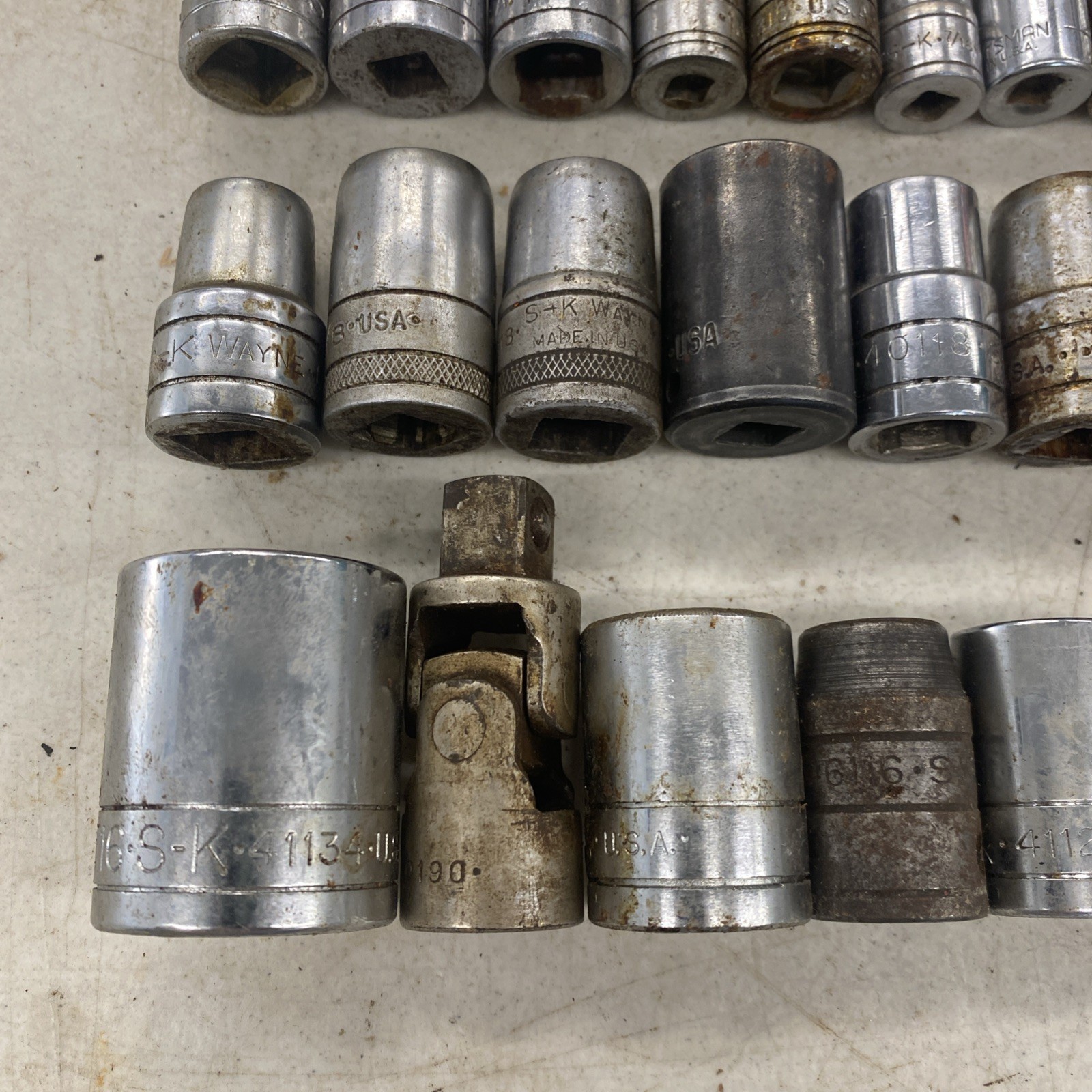 50 pc. Lot Vintage S-K SK USA Made 1/4, 3/8, 1/2″ Drive Sockets READ, M0554L