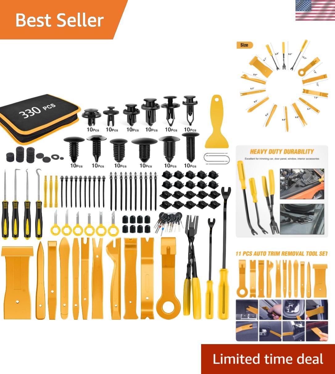 330Pcs Trim Removal Tool, Auto Push Pin Bumper Retainer Clip Set Fastener Ter…
