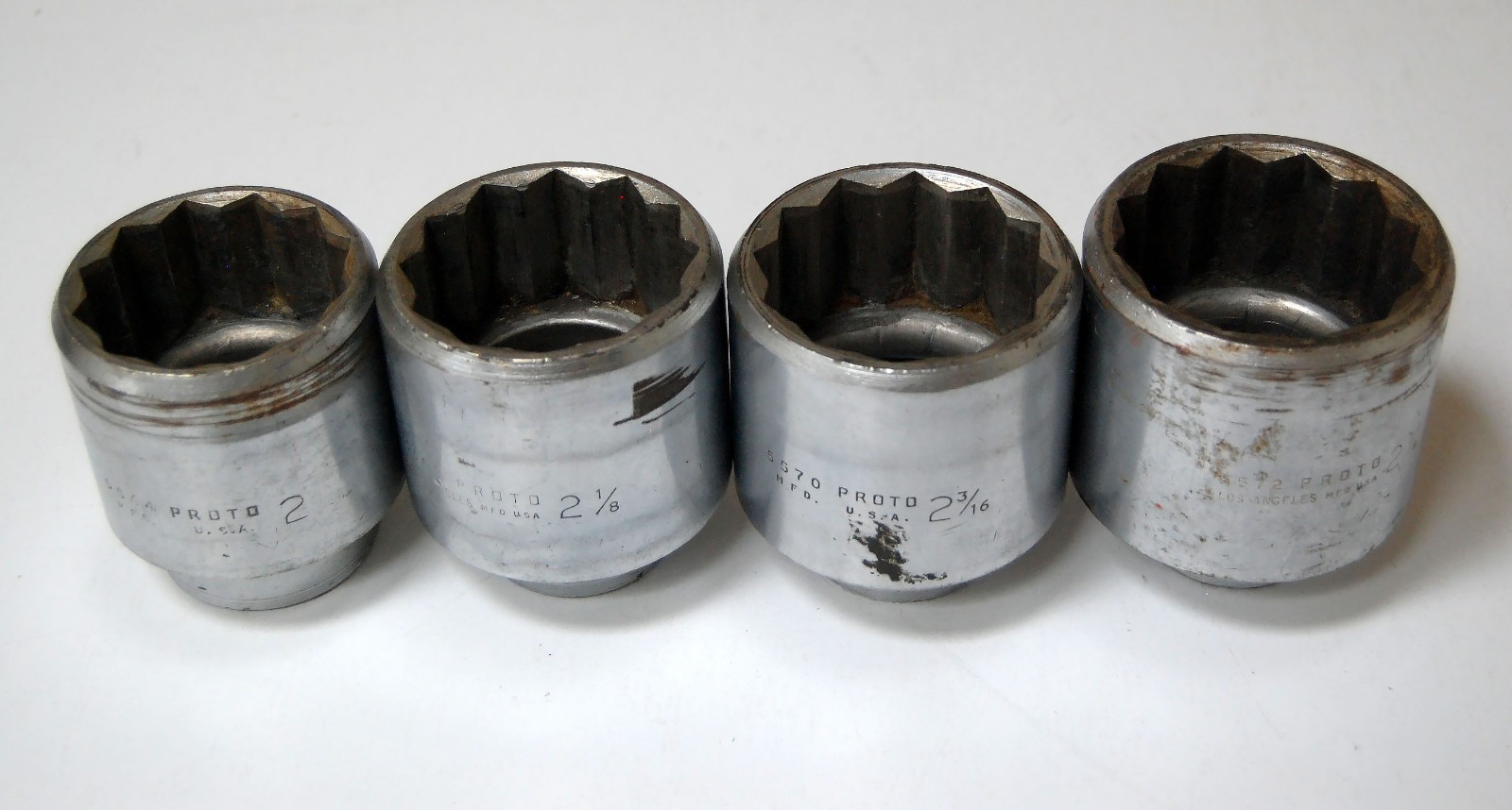 4 Proto 3/4″ Drive Chrome Shallow Sockets 2″ 2-1/8″ 2-3/16″ 2-1/4″ USA