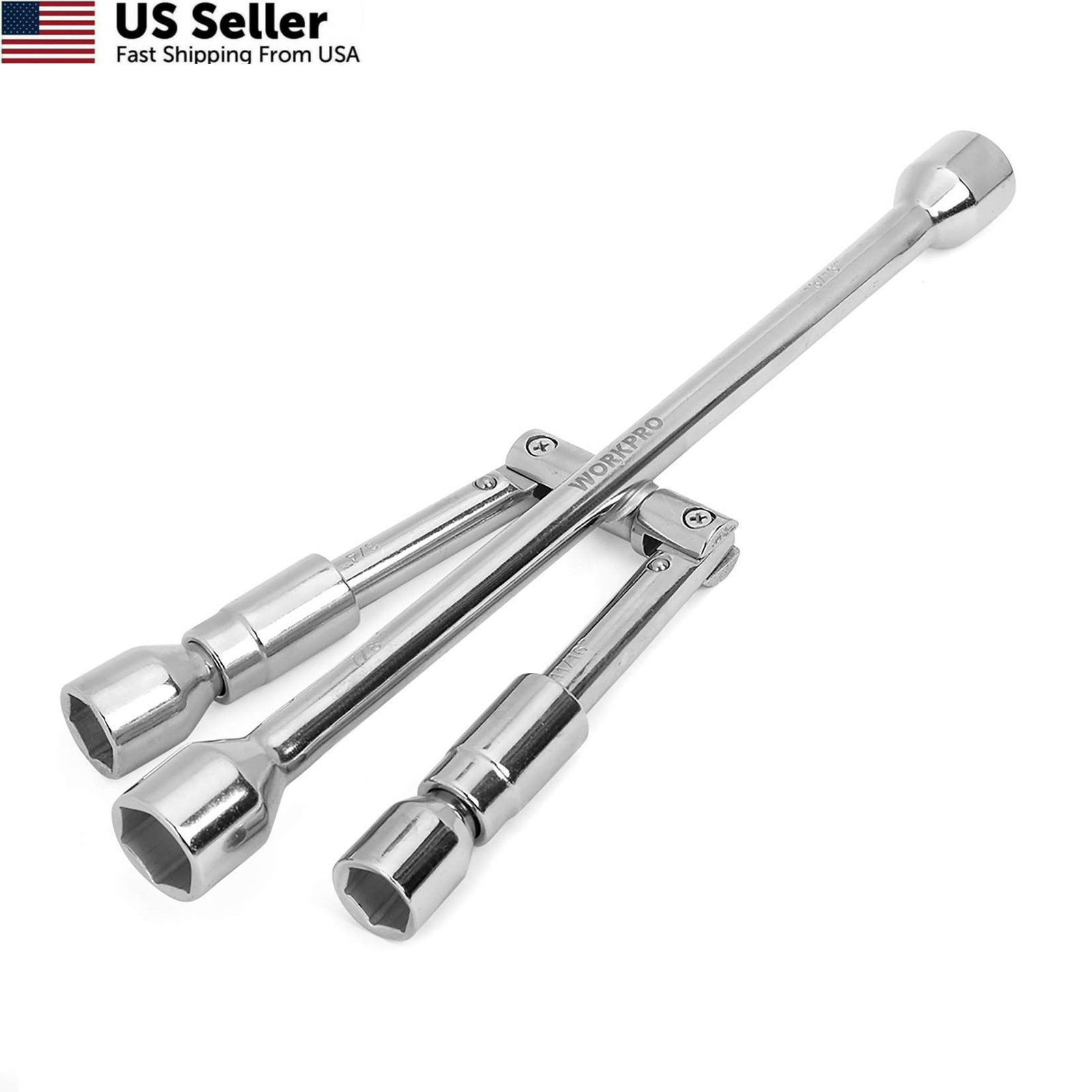 WorkPro 14-Inch Universal Folding Lug Wrench, Silver