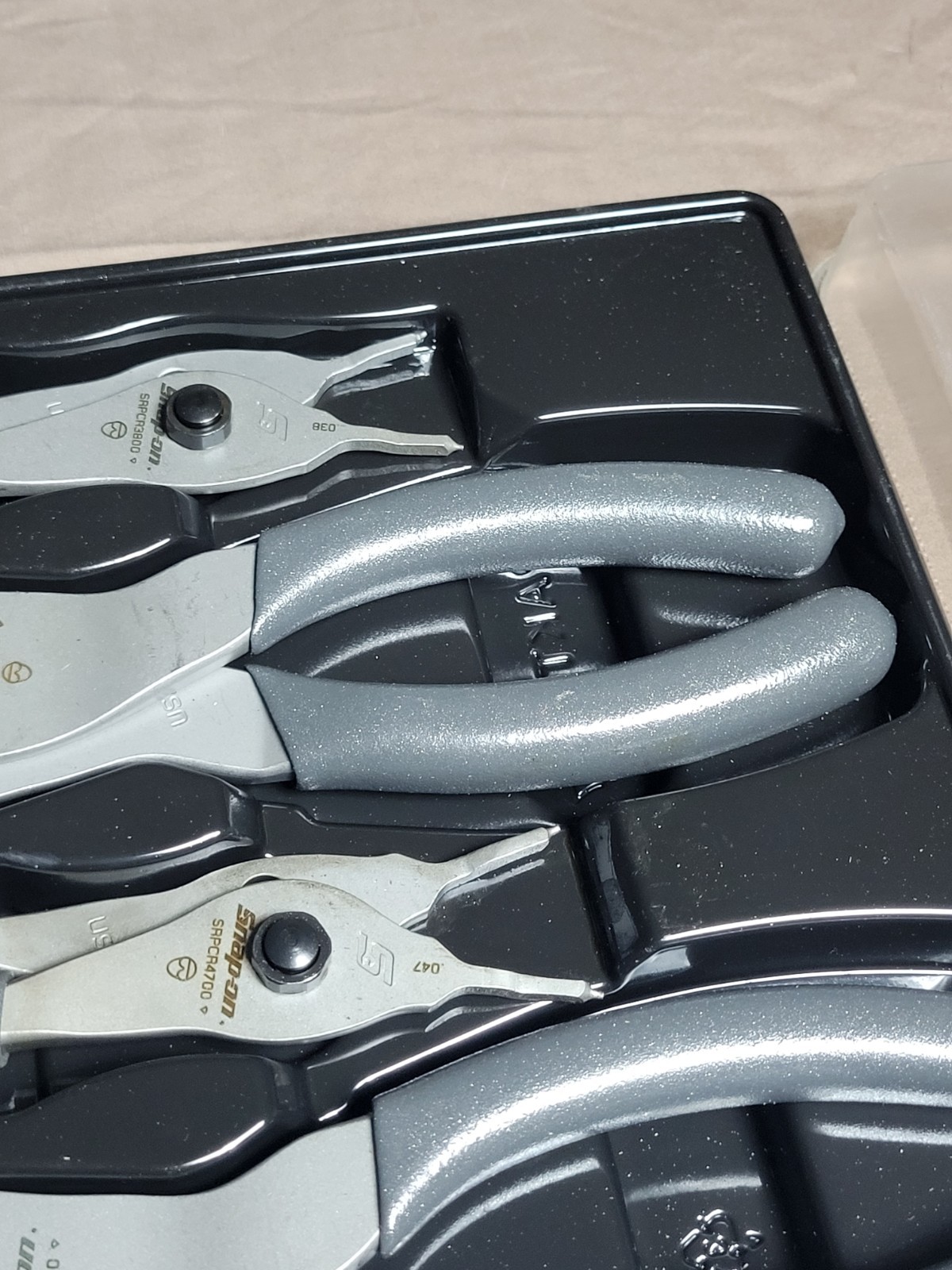 Snap-On 7 Piece Snap Ring Plier Set Grey Soft Grip Handle Set SEE DESCRIPTION