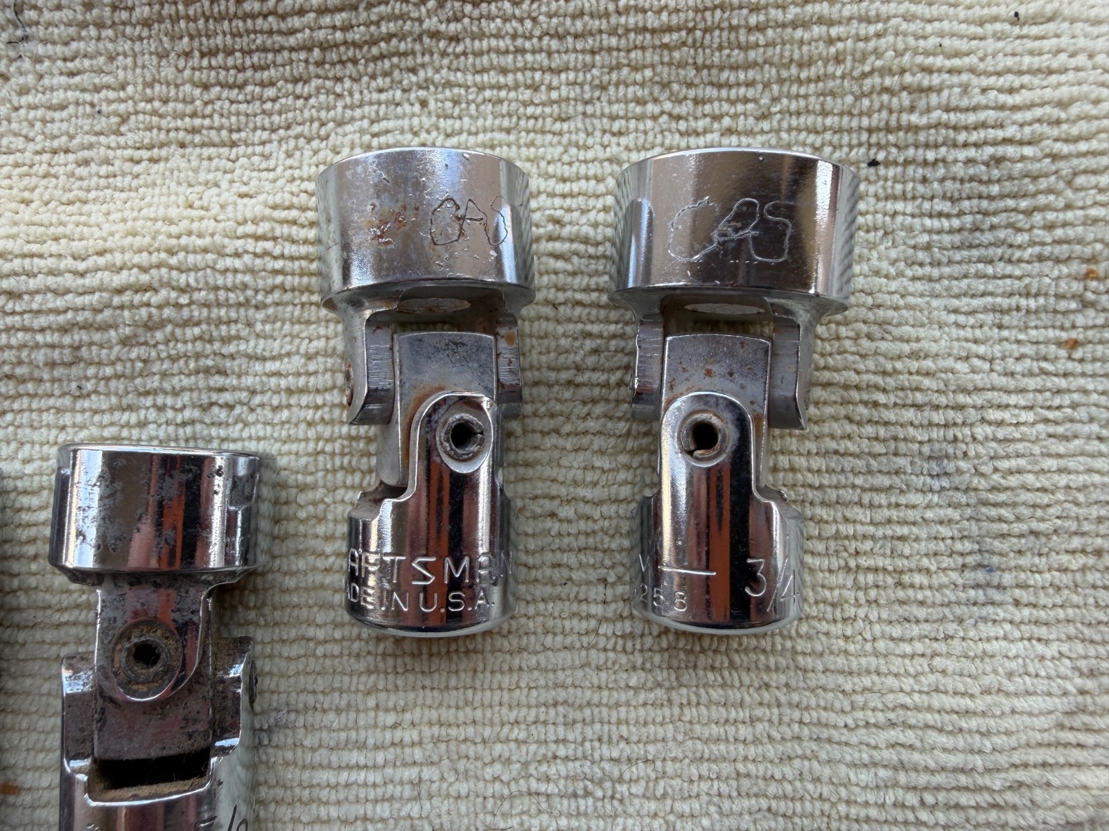 CRAFTSMAN 3/8″ DRIVE SWIVEL SOCKETS – 10 TOTAL- V & G, 7-12 POINT., 3 – 6 POINT