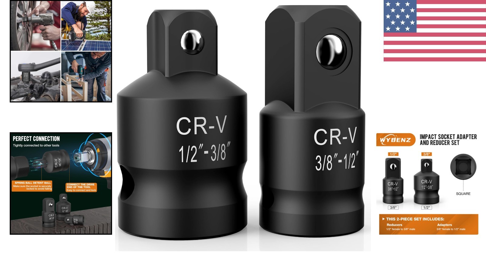 Durable 2-Piece Impact Adapter Set – Rust-Resistant and Professionally Designed