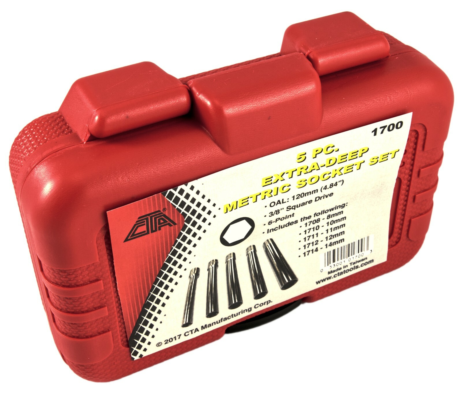 CTA 1700 – 5 Piece Extra – Deep Metric Socket Set – 8mm – 14mm, 3/8″ SQ. DR.