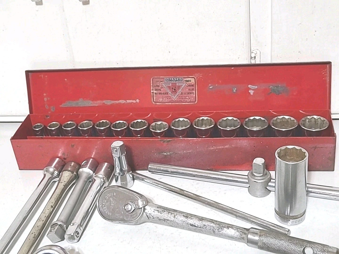 Indestro Super, 1/2″ Drive SAE 26pc Socket Set Tool Box Ext Ratchets BB, Tools