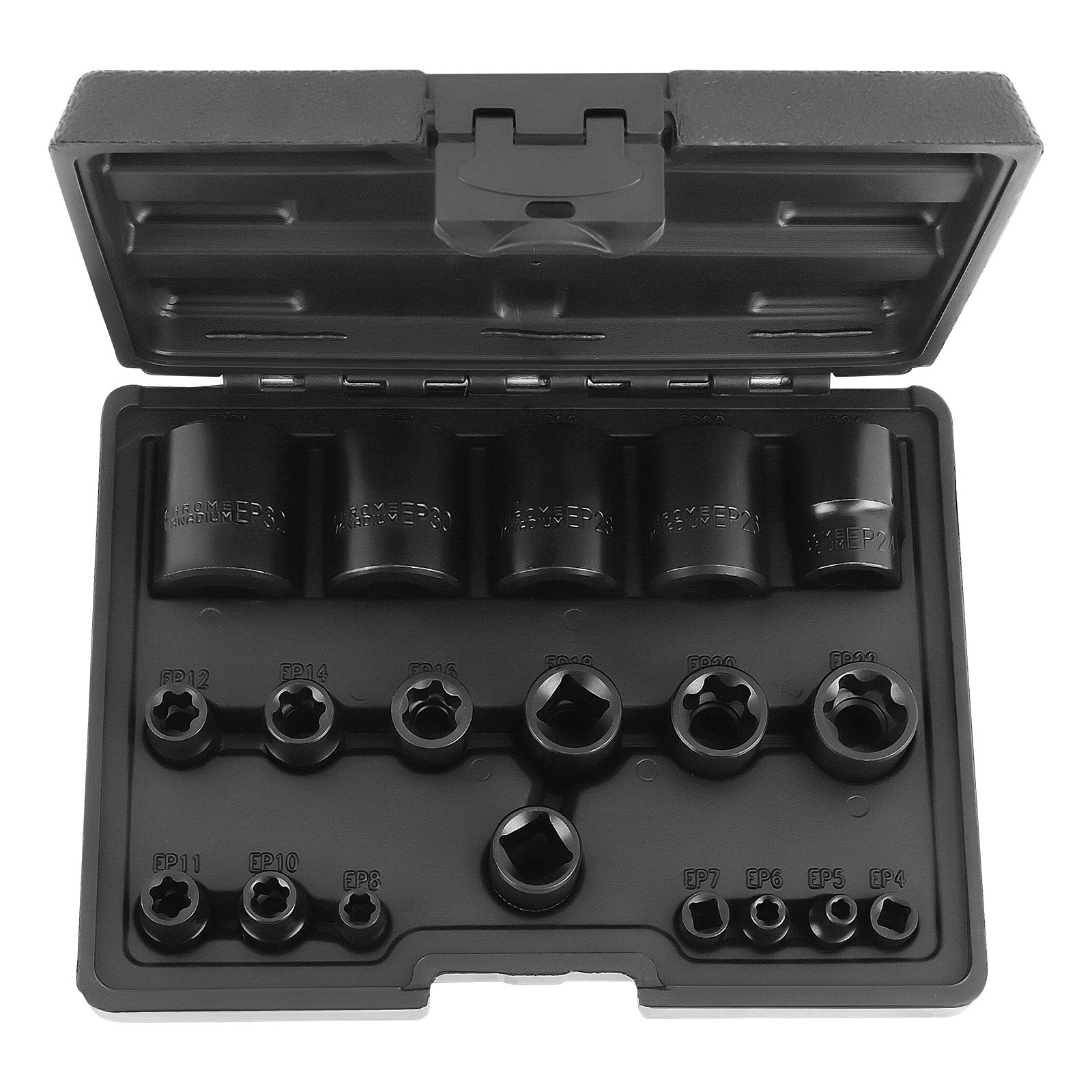 19pcs Black External Plus Socket Set EP4 EP5 EP6 EP7 EP8 EP10 EP11 EP12 EP14