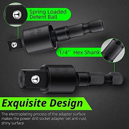 Impact Socket Adapter Set 3 Piece 1/4 3/8 1/2 Inch Universal Hex Drive 360
