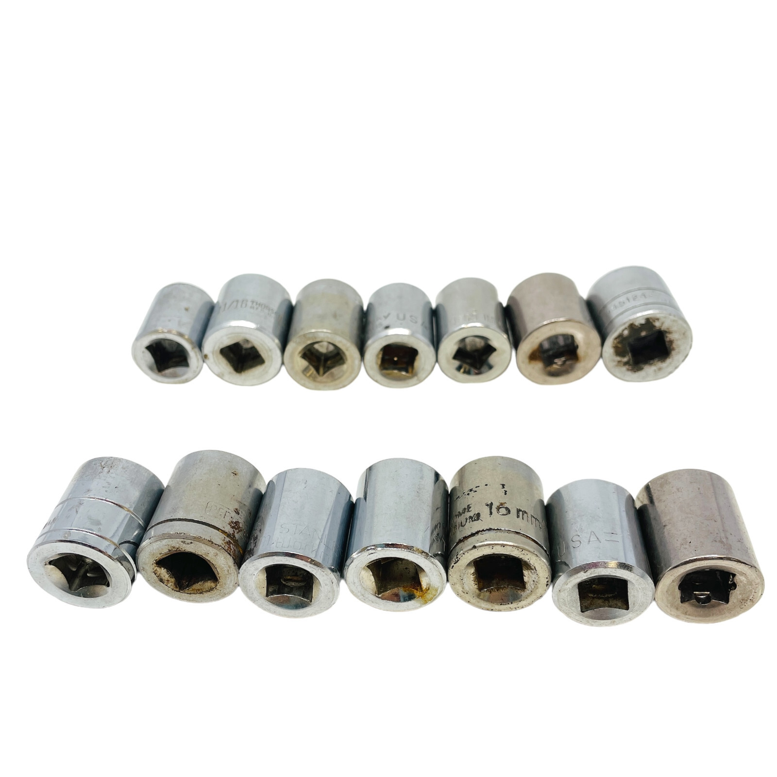 14 Pc Husky, SK and Assorted 45124 11/16, 15mm 3/8 Drive Socket Set, Made in USA