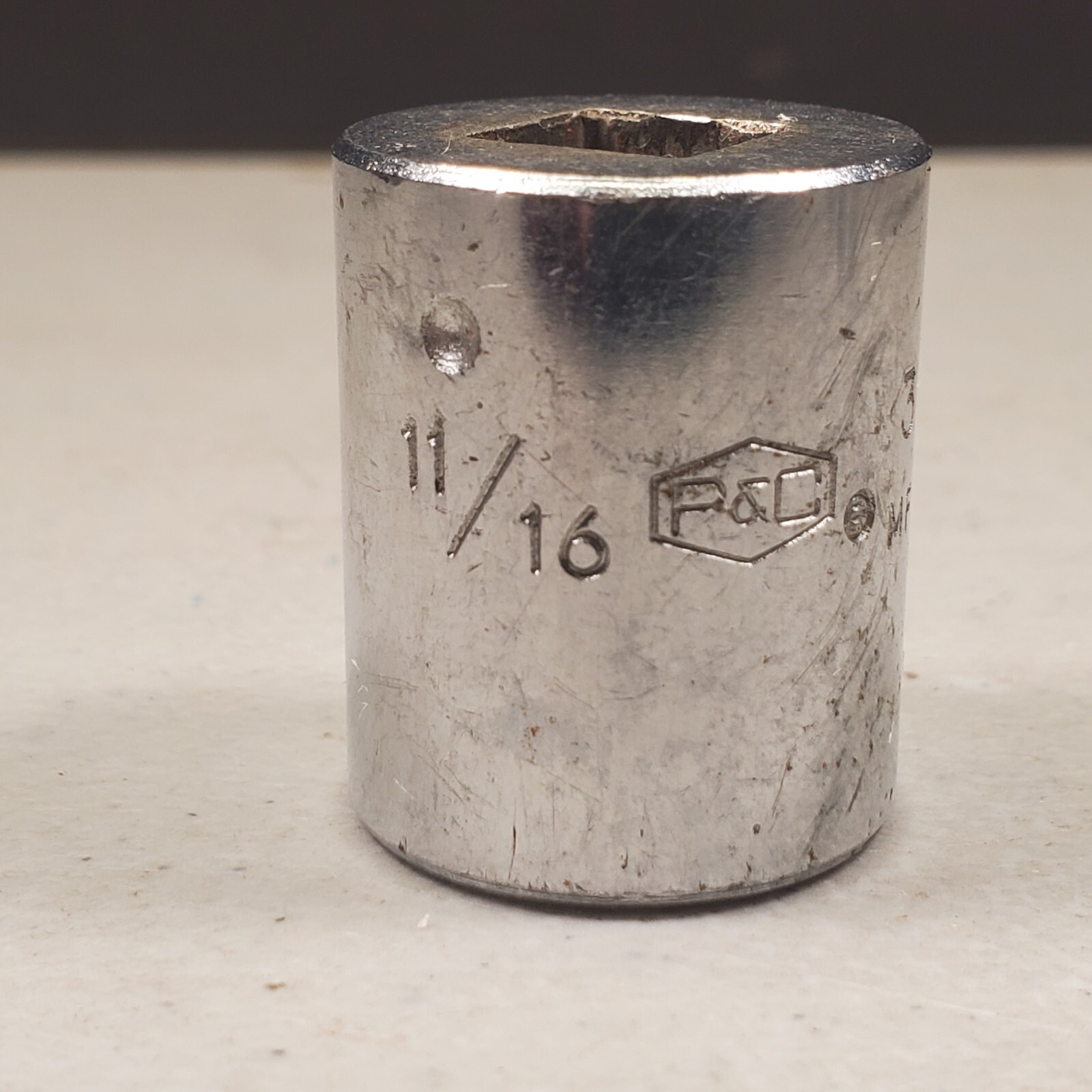 P&C 3/8” Drive 12Pt. Lot of (5) Sockets 7/16, 9/16, 11/16, 3/4 x2, U.S.A. VTG
