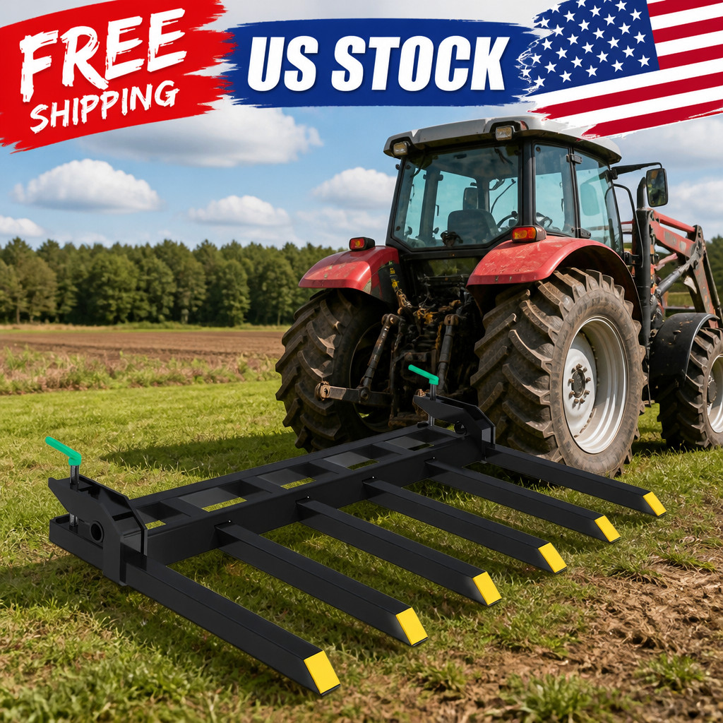 Clamp-On Debris Forks for 60″ Bucket – 4000 lbs Loader & Tractor Pall Duty Heavy