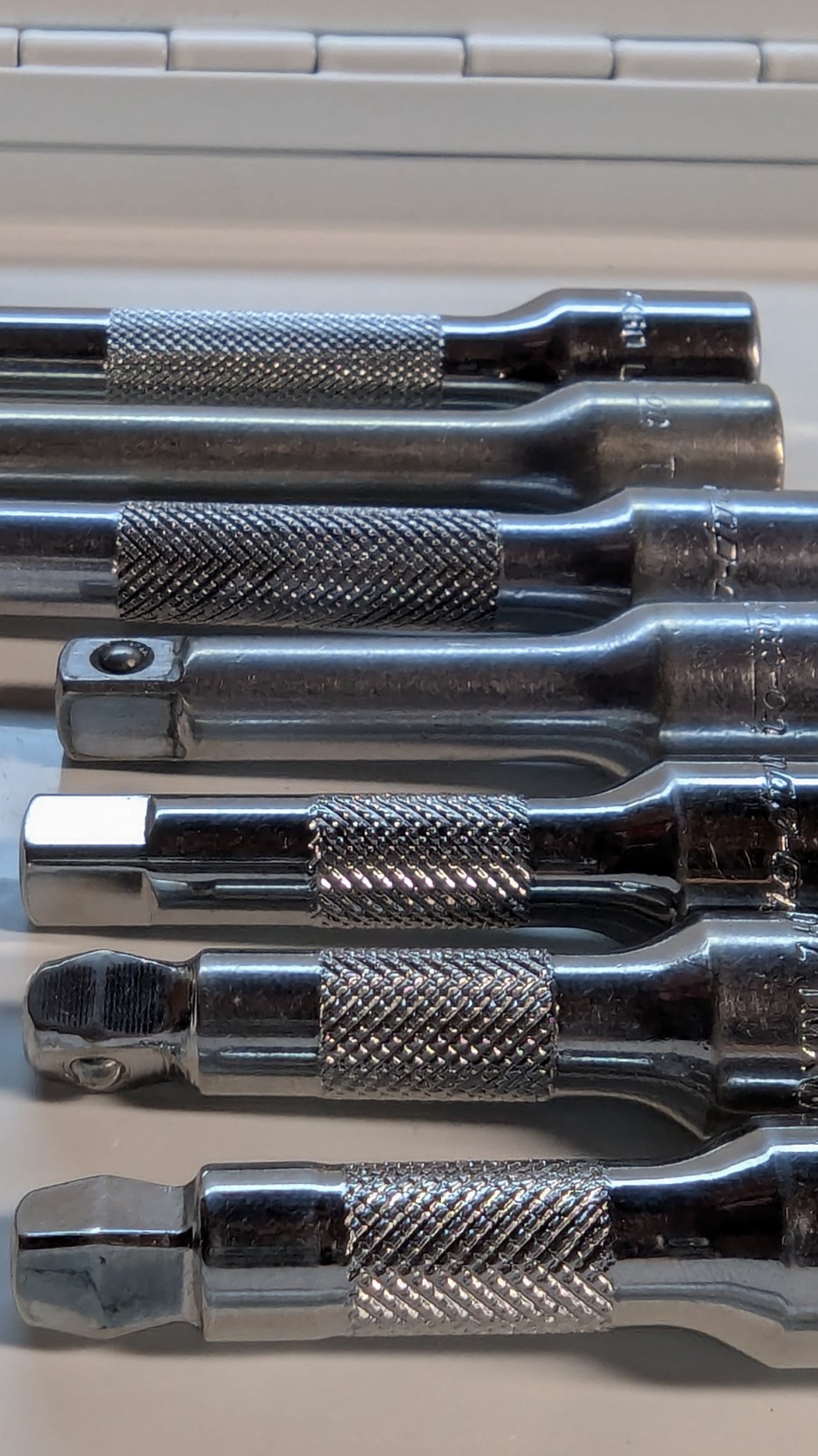 Snap-on Lot of 7 1/4″ Drive Socket Extensions Knurled & Wobble Chrome USA Made