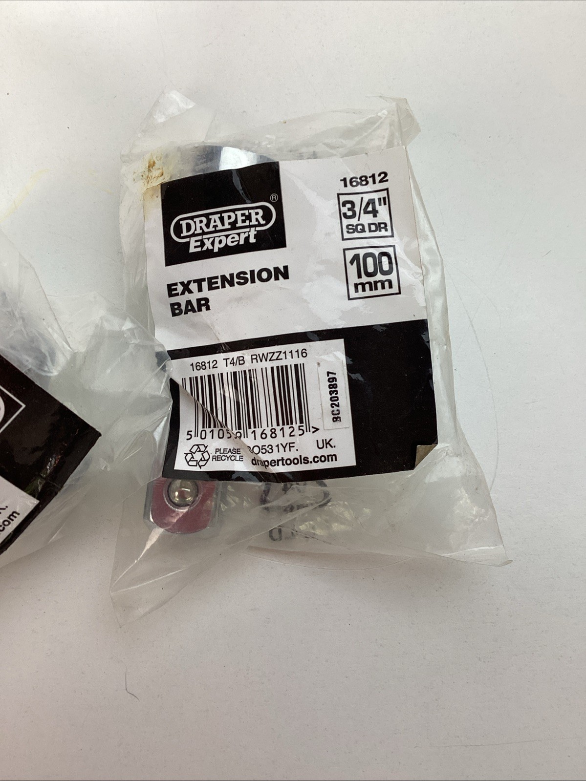 Draper Expert Chrome 3/4” Drive 12 Point 50mm Socket & 3/4” 100mm Extention Bar