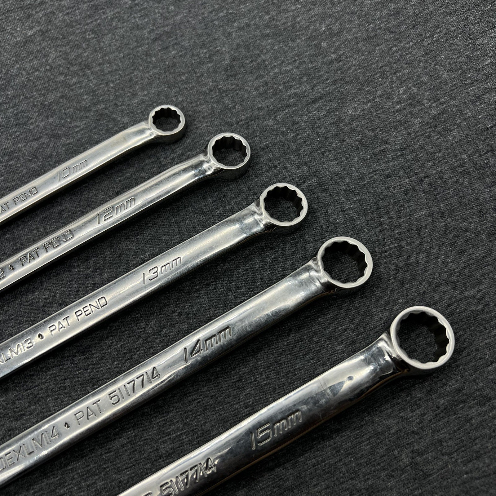 Snap-On 5pc Metric Flank Drive Long Wrench Set 12 Point SOEXLM 10mm-15mm USA