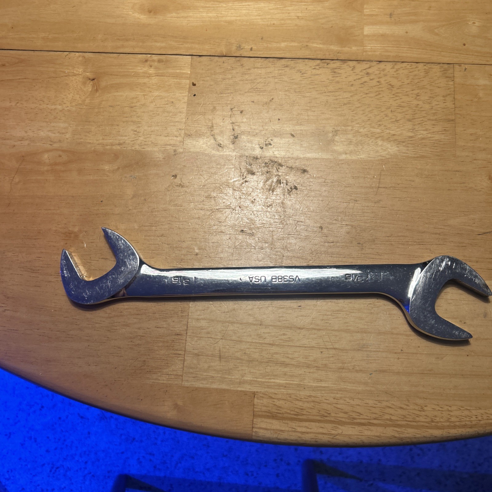 Snap-On Tools VS38B 1-3/16″ SAE 4 Way Open-End Angle Head Chrome Wrench USA Made