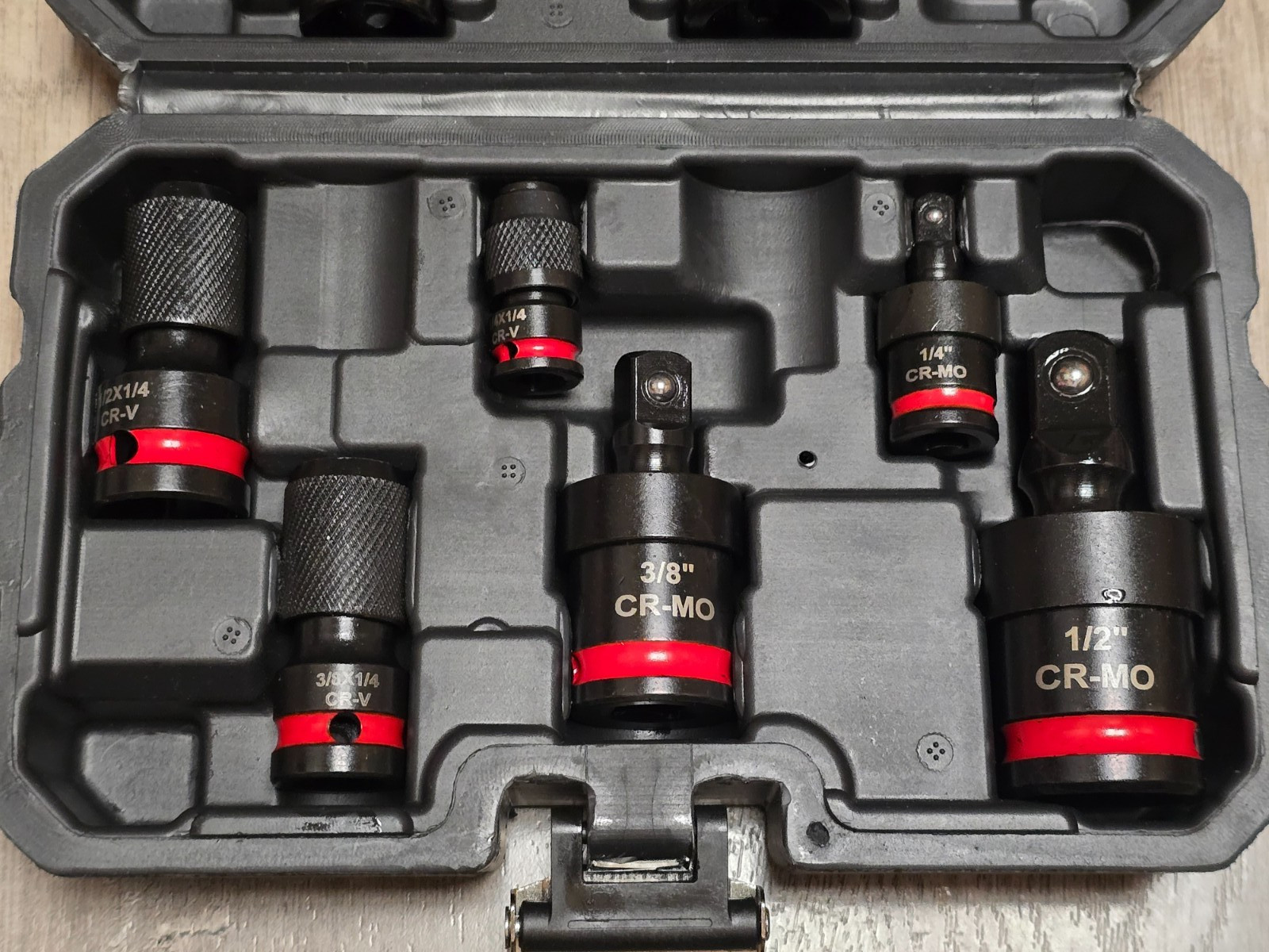 Master Impact Adapter, Reducer & Universal Joint Set 1/4″, 3/8″ and 1/2″ w/ Case