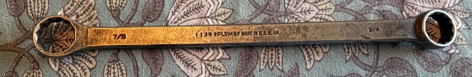 vtg PLUMB PLVMB Double Box End Wrenches, SAE 12pt, 1 w/1940’s Pebble Finish USA