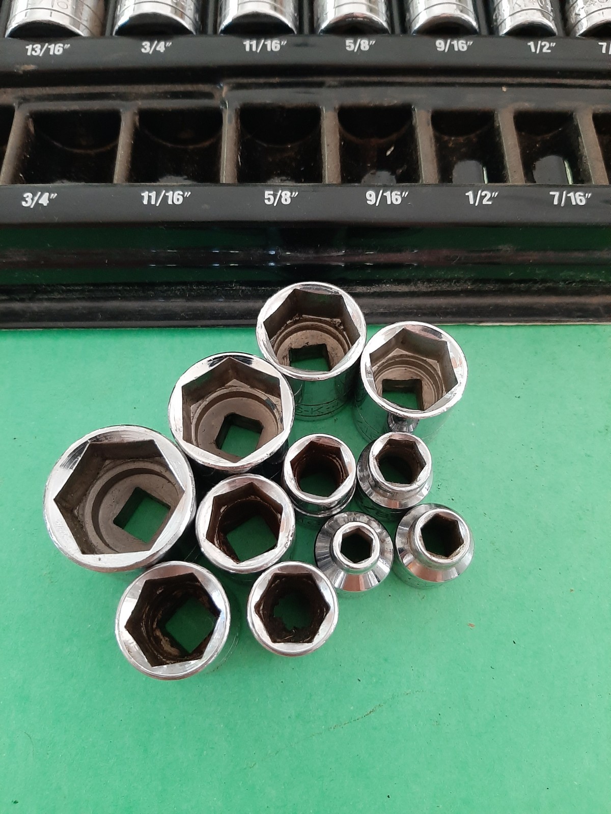 S-K SK Tools USA 3/8” Drive Deep Shallow SAE 27pc. Socket Super Set 6pt Point